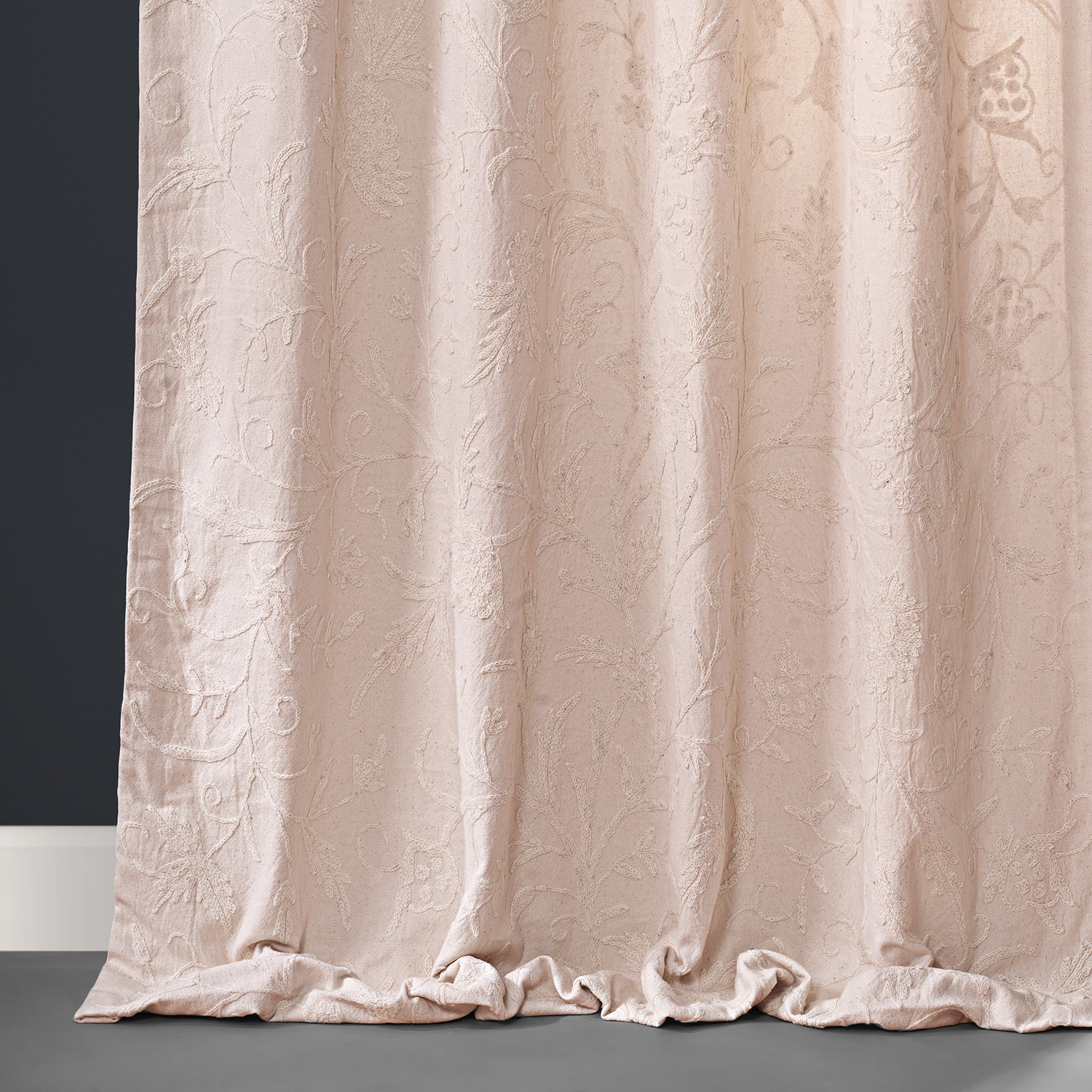 Aurora Embroidered Cotton Crewel Curtain