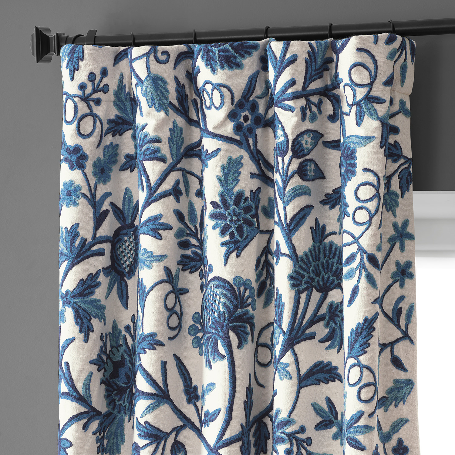 Norway Embroidered Cotton Crewel Curtain