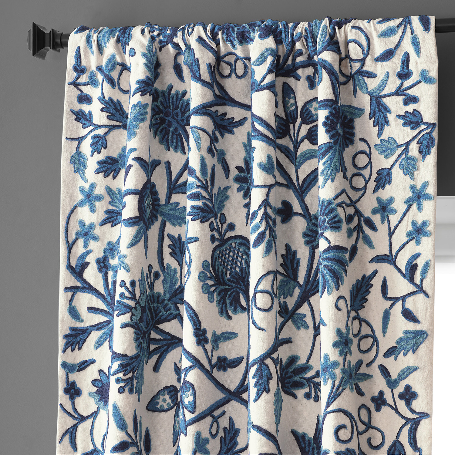 Norway Embroidered Cotton Crewel Curtain