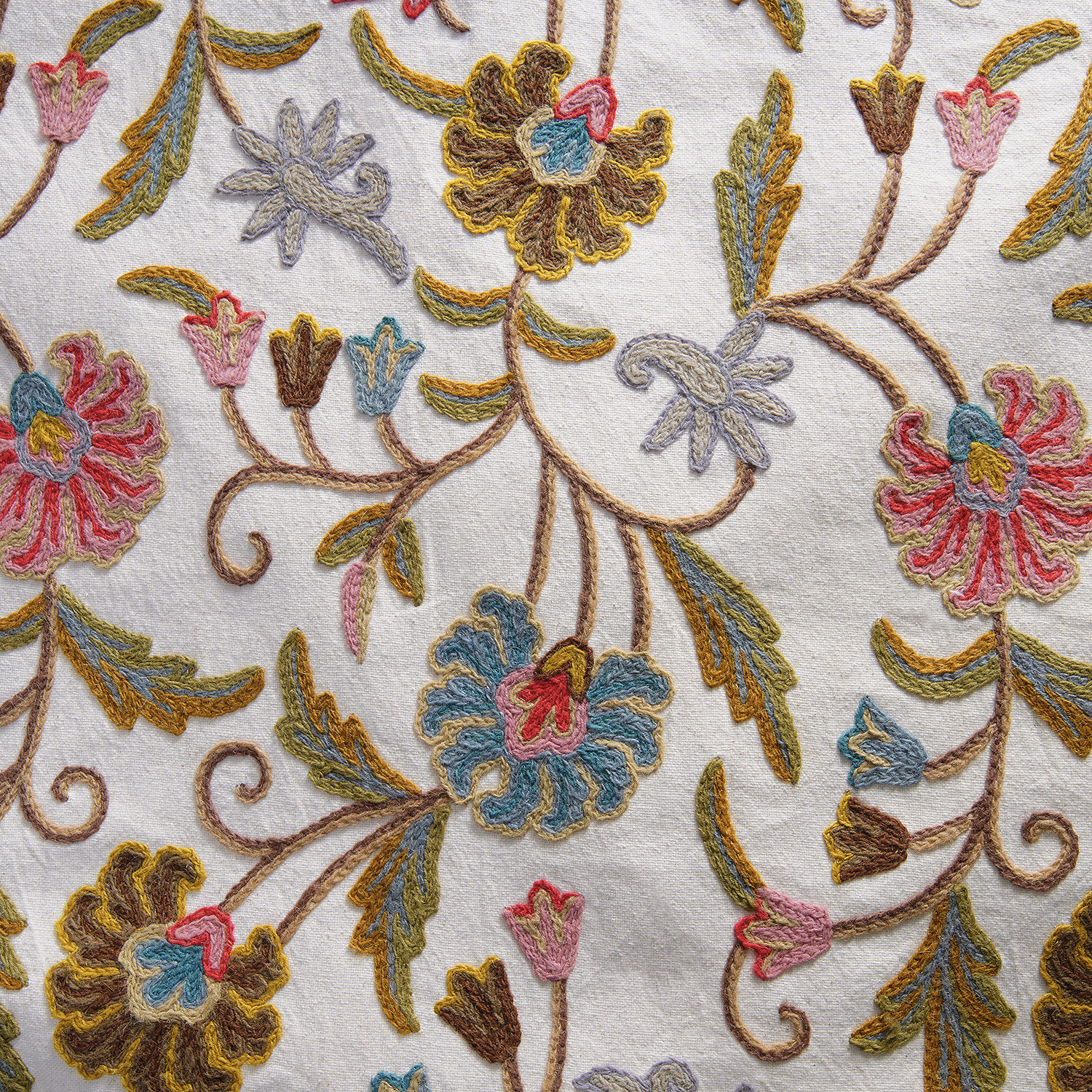 Marlow Embroidered Cotton Crewel Swatch