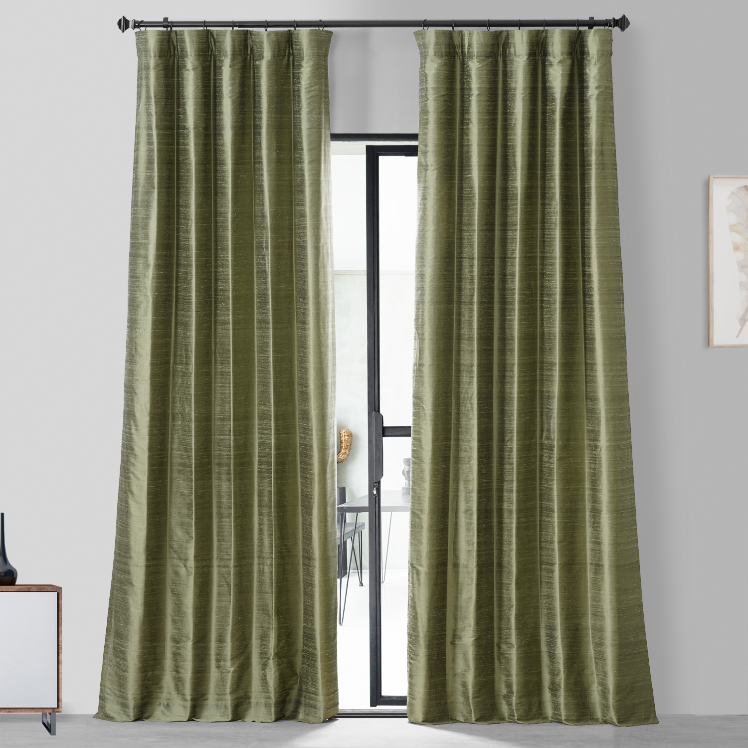 Paradise Green Textured Dupioni Silk Curtain