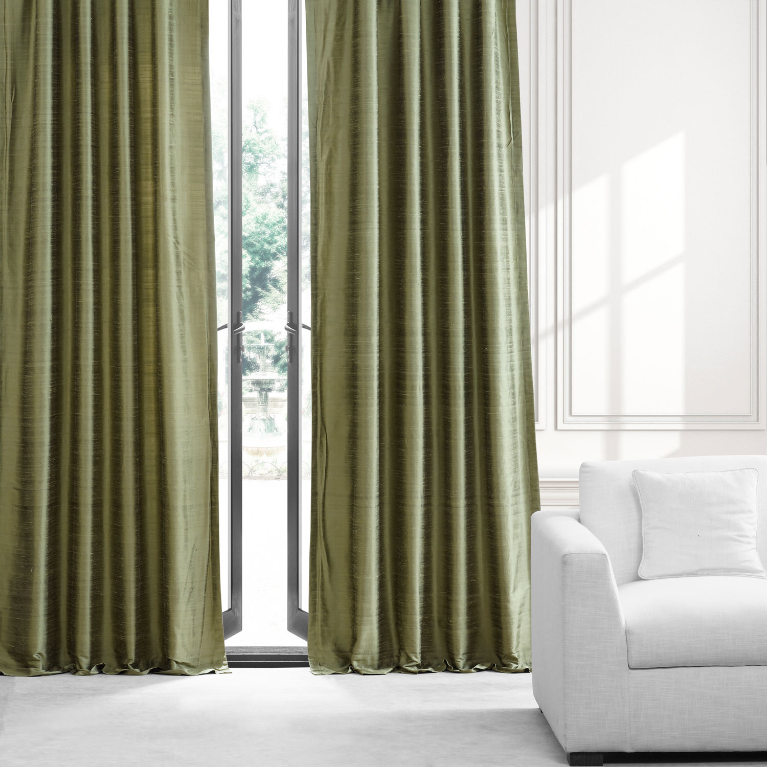 Paradise Green Textured Dupioni Silk Curtain