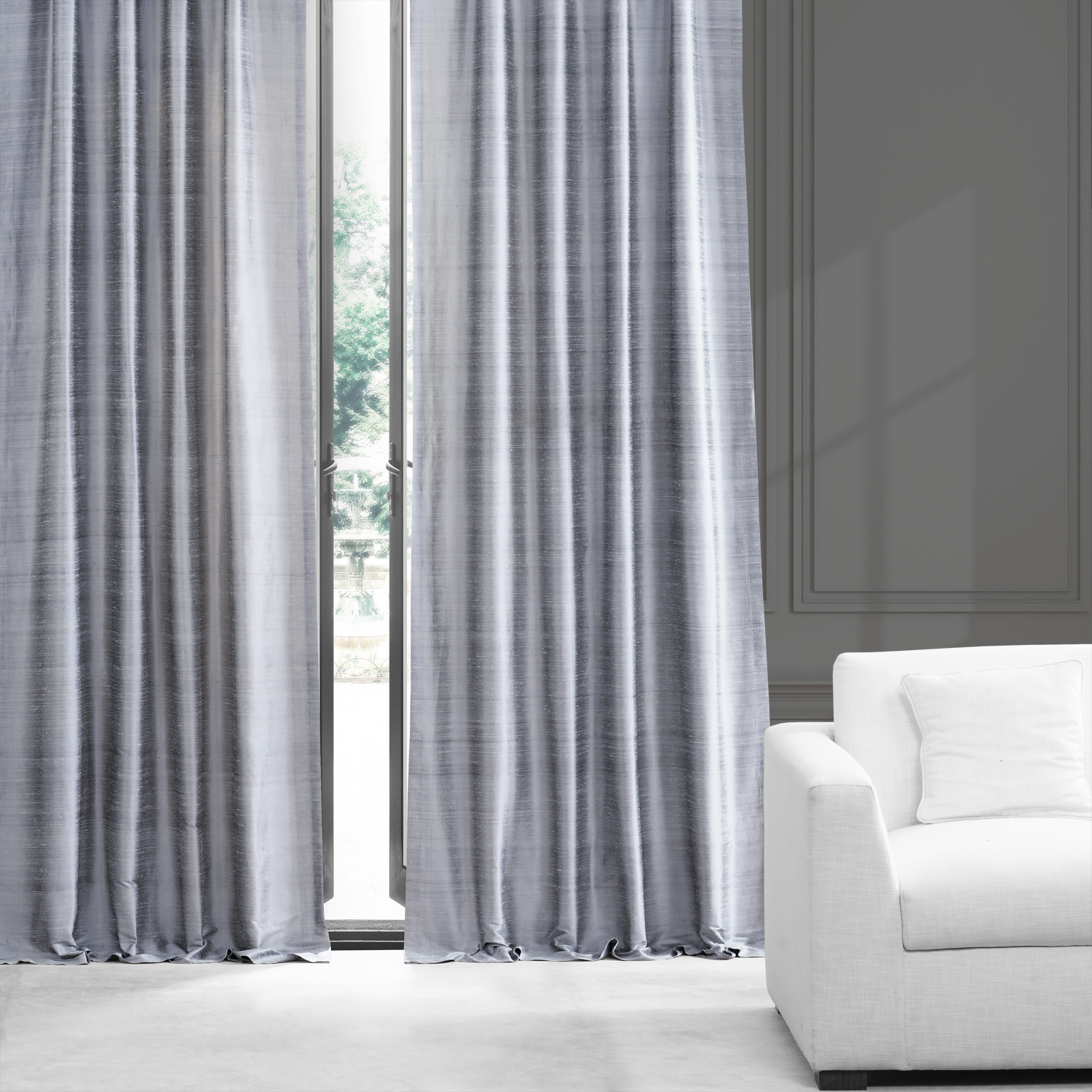 Mineral Grey Textured Dupioni Silk Curtain