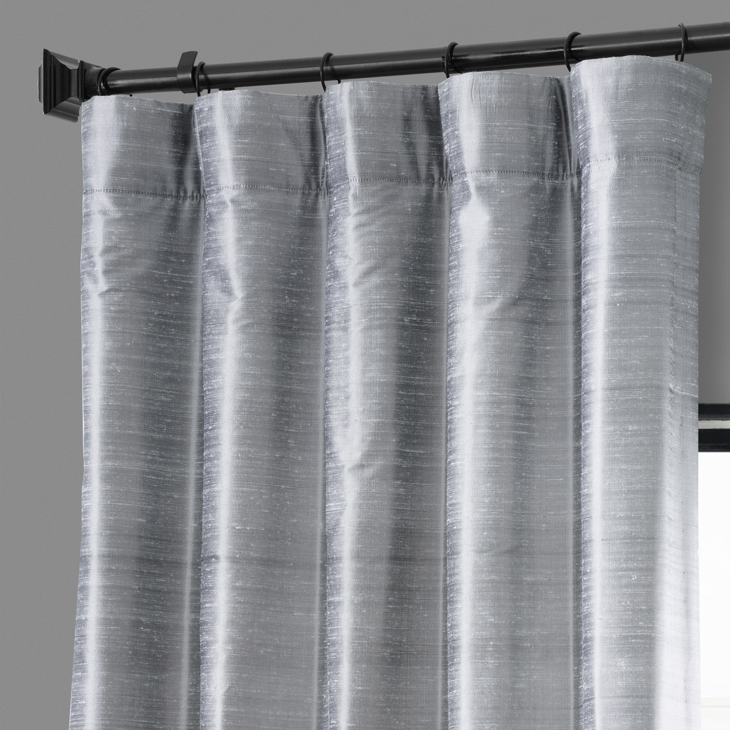 Mineral Grey Textured Dupioni Silk Curtain