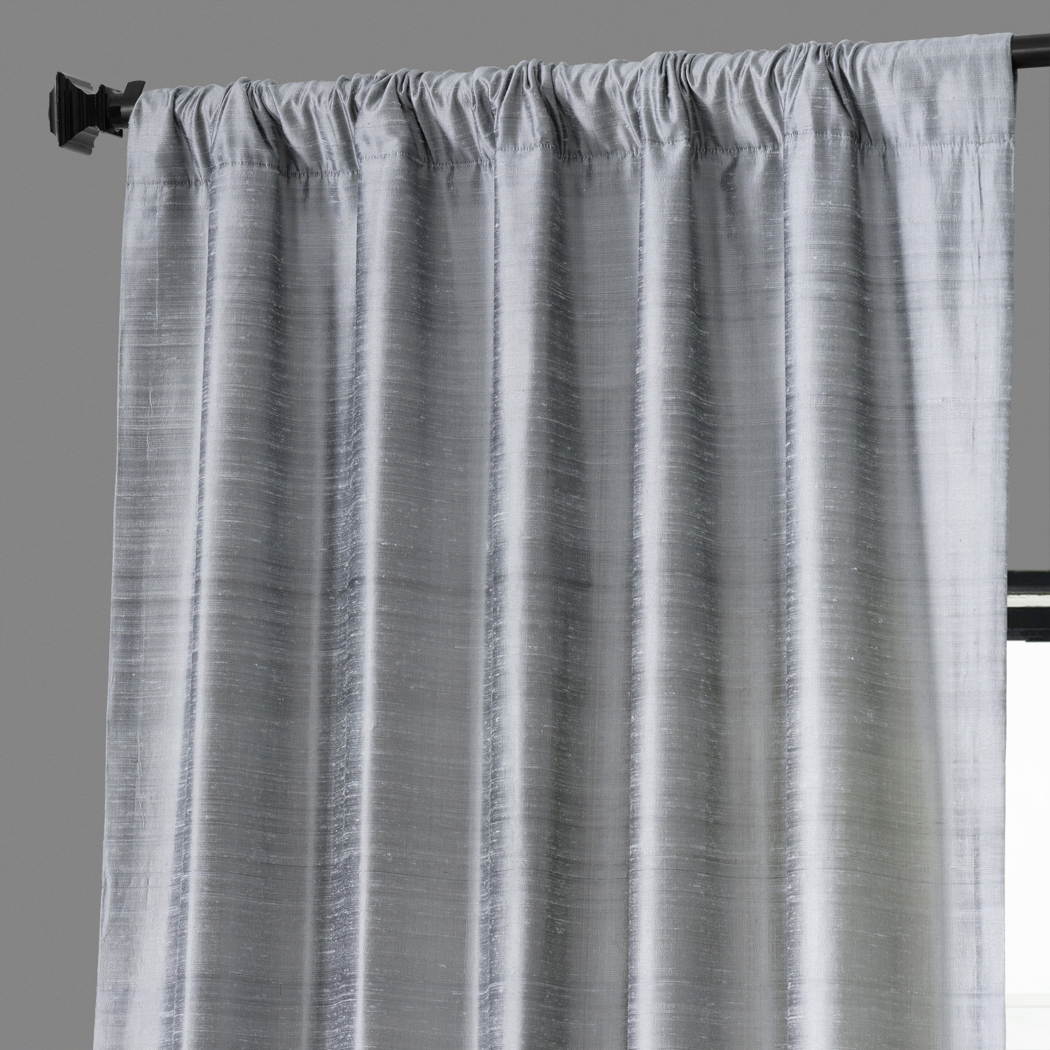 Mineral Grey Textured Dupioni Silk Curtain