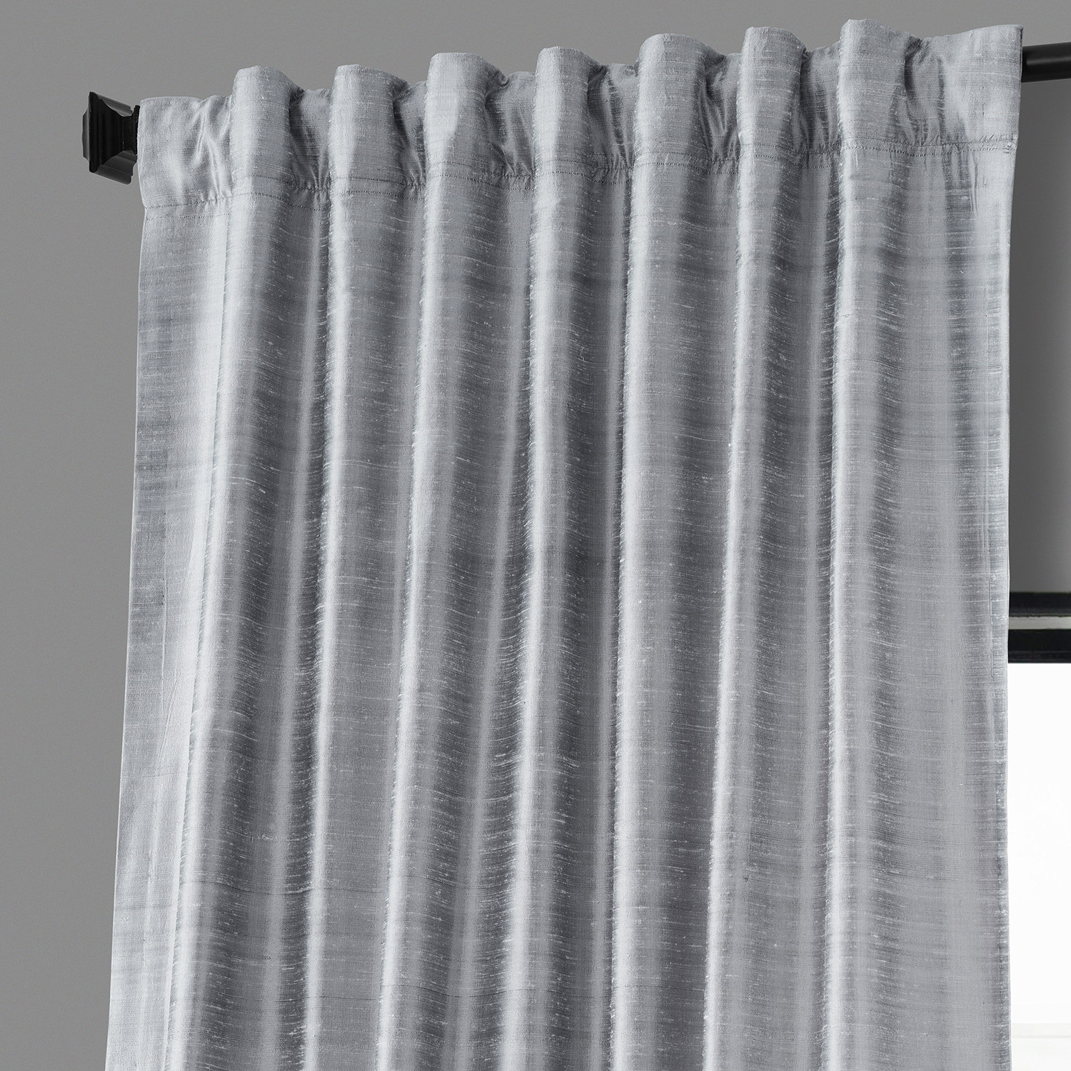 Mineral Grey Textured Dupioni Silk Curtain