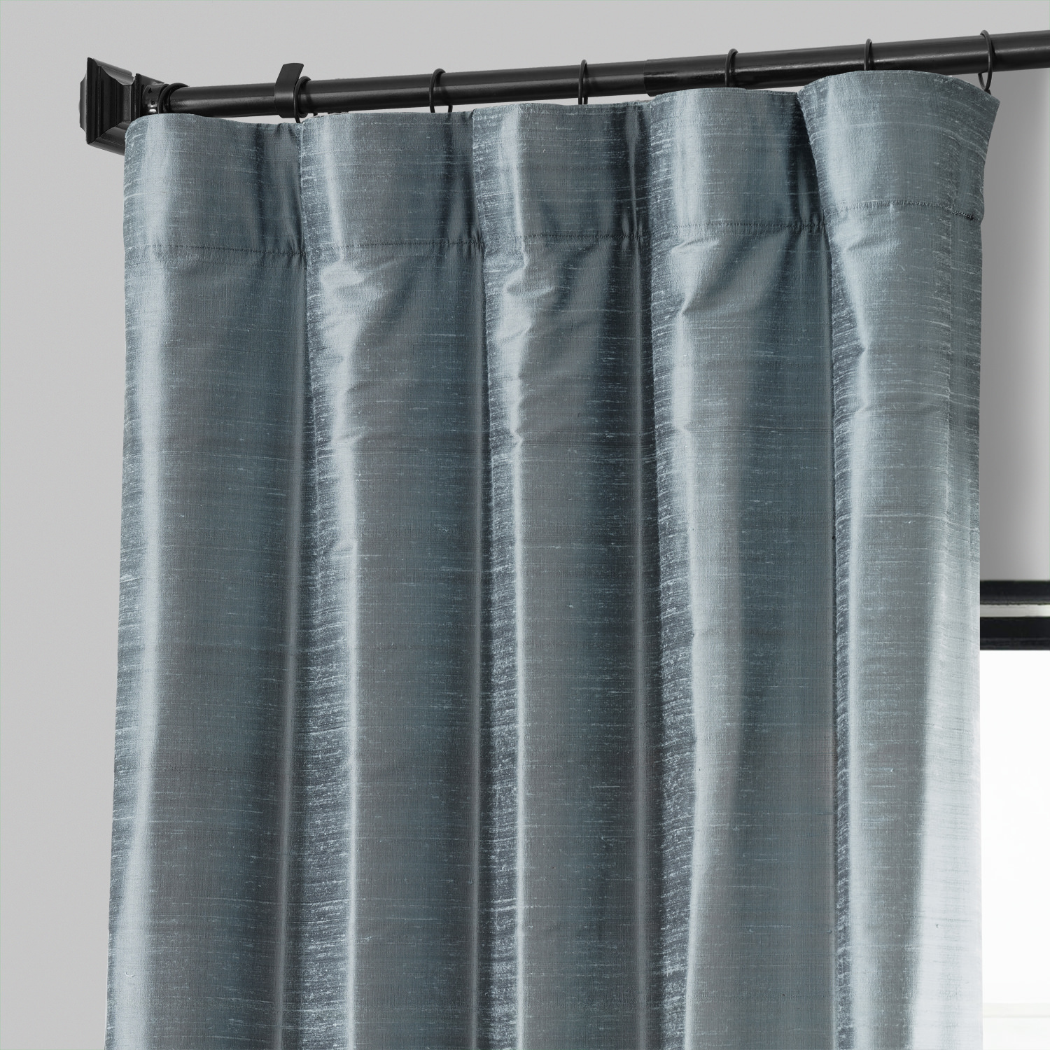 Mood Blue Textured Dupioni Silk Curtain