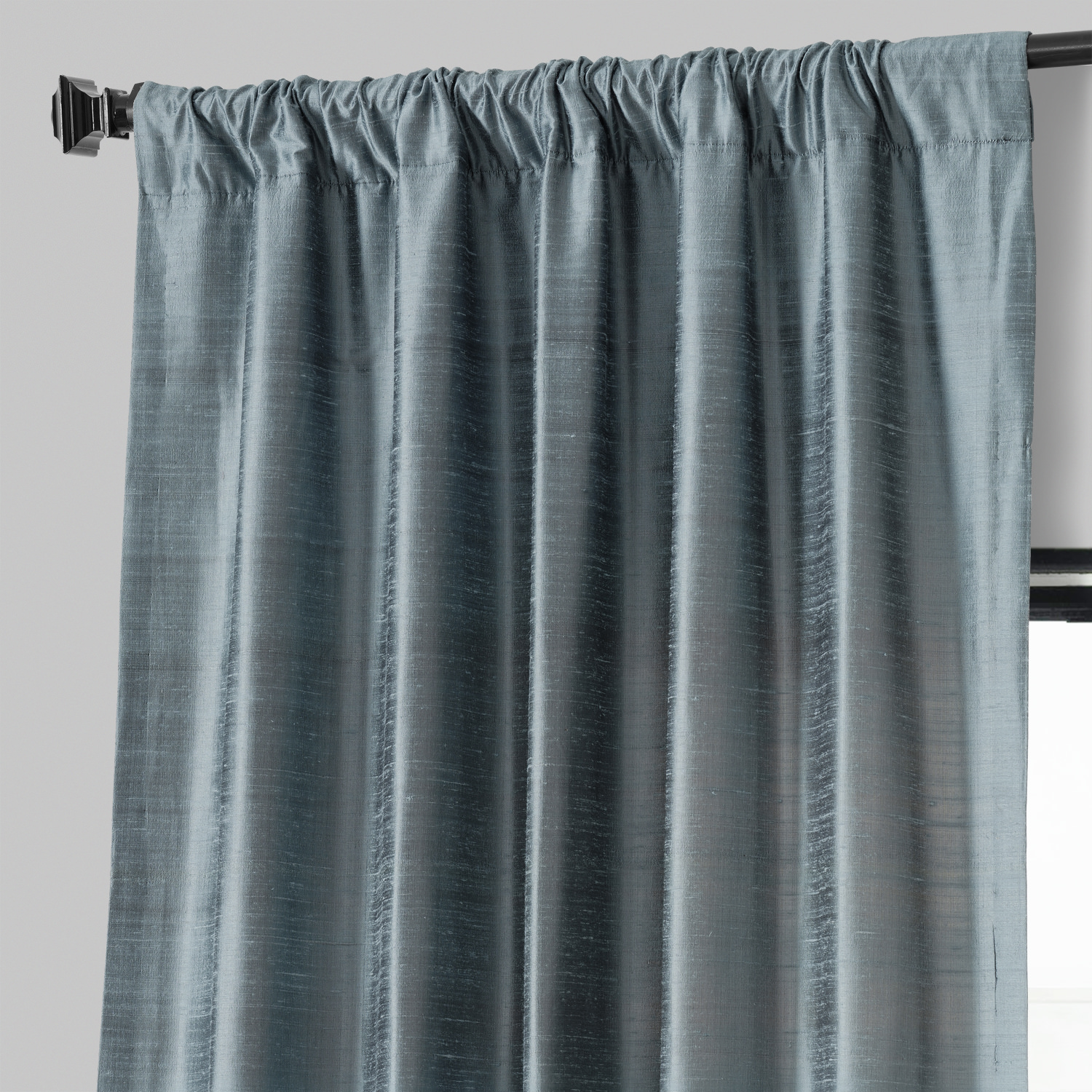 Mood Blue Textured Dupioni Silk Curtain