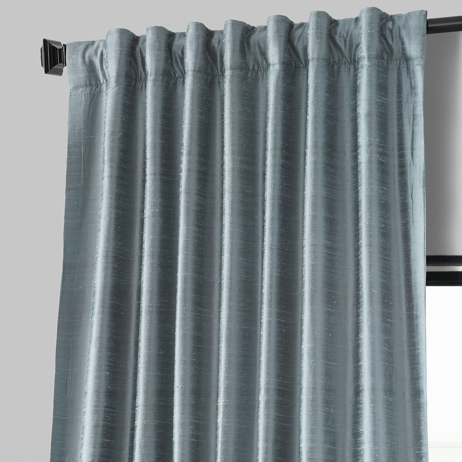 Mood Blue Textured Dupioni Silk Curtain