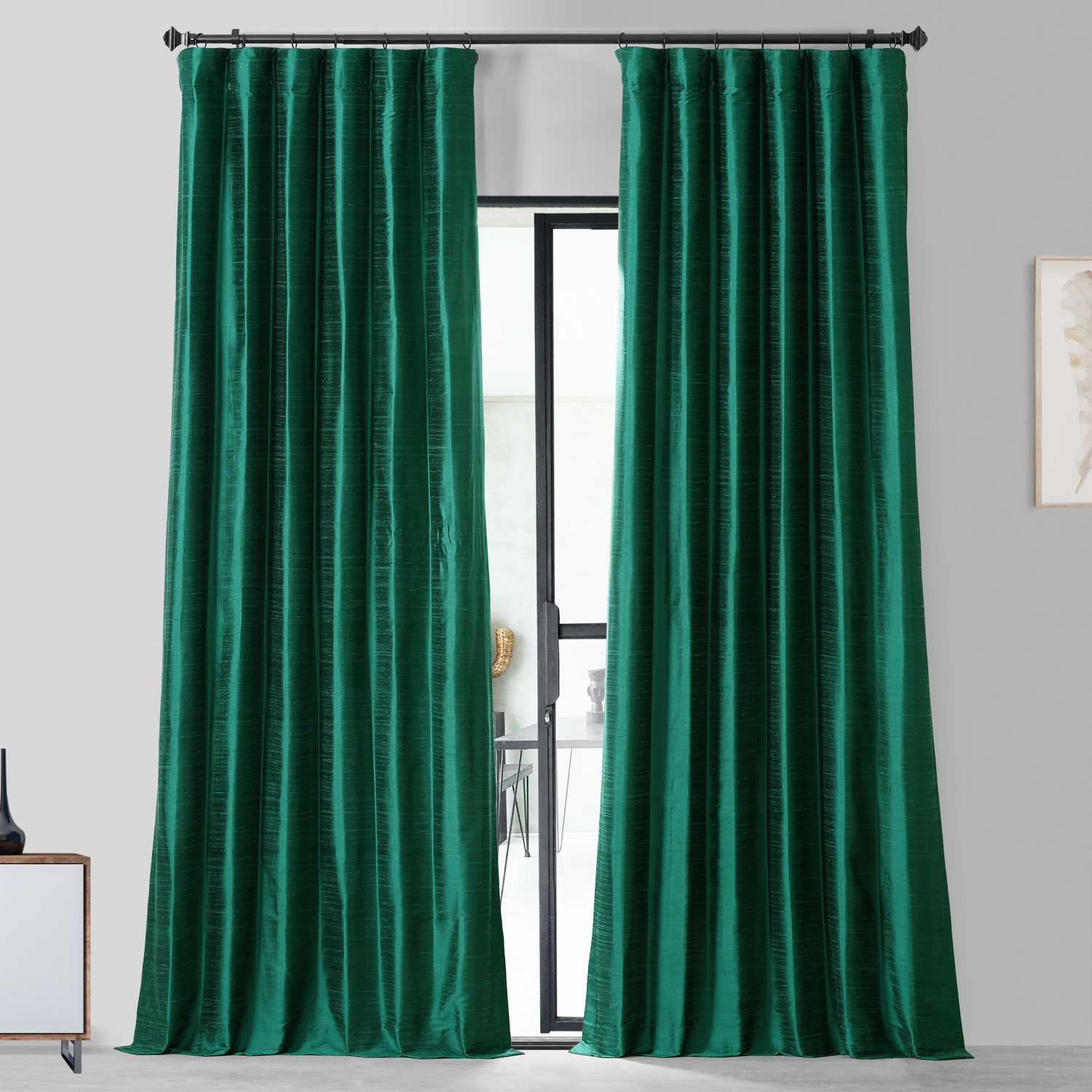 Carnival Green Textured Dupioni Silk Curtain