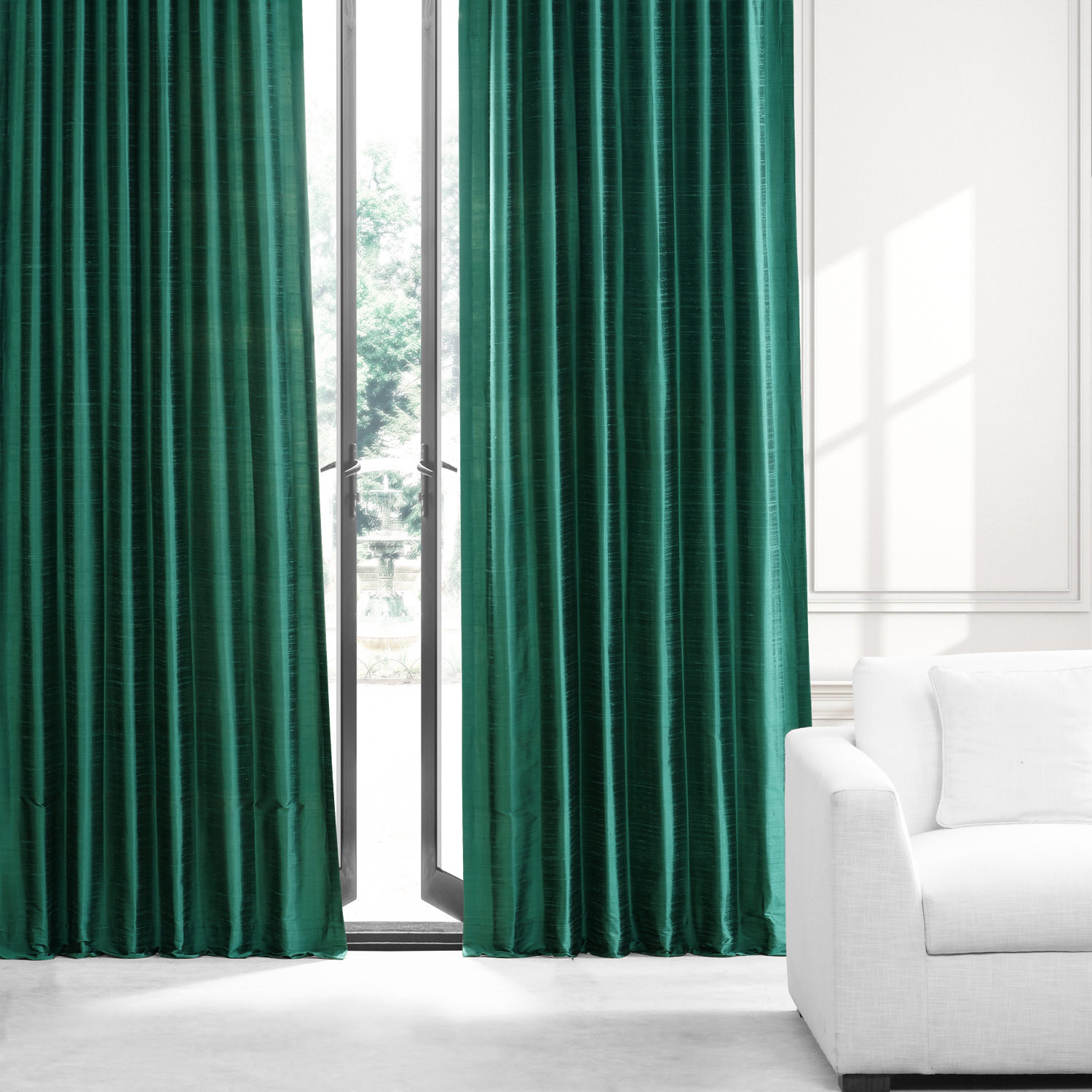 Carnival Green Textured Dupioni Silk Curtain