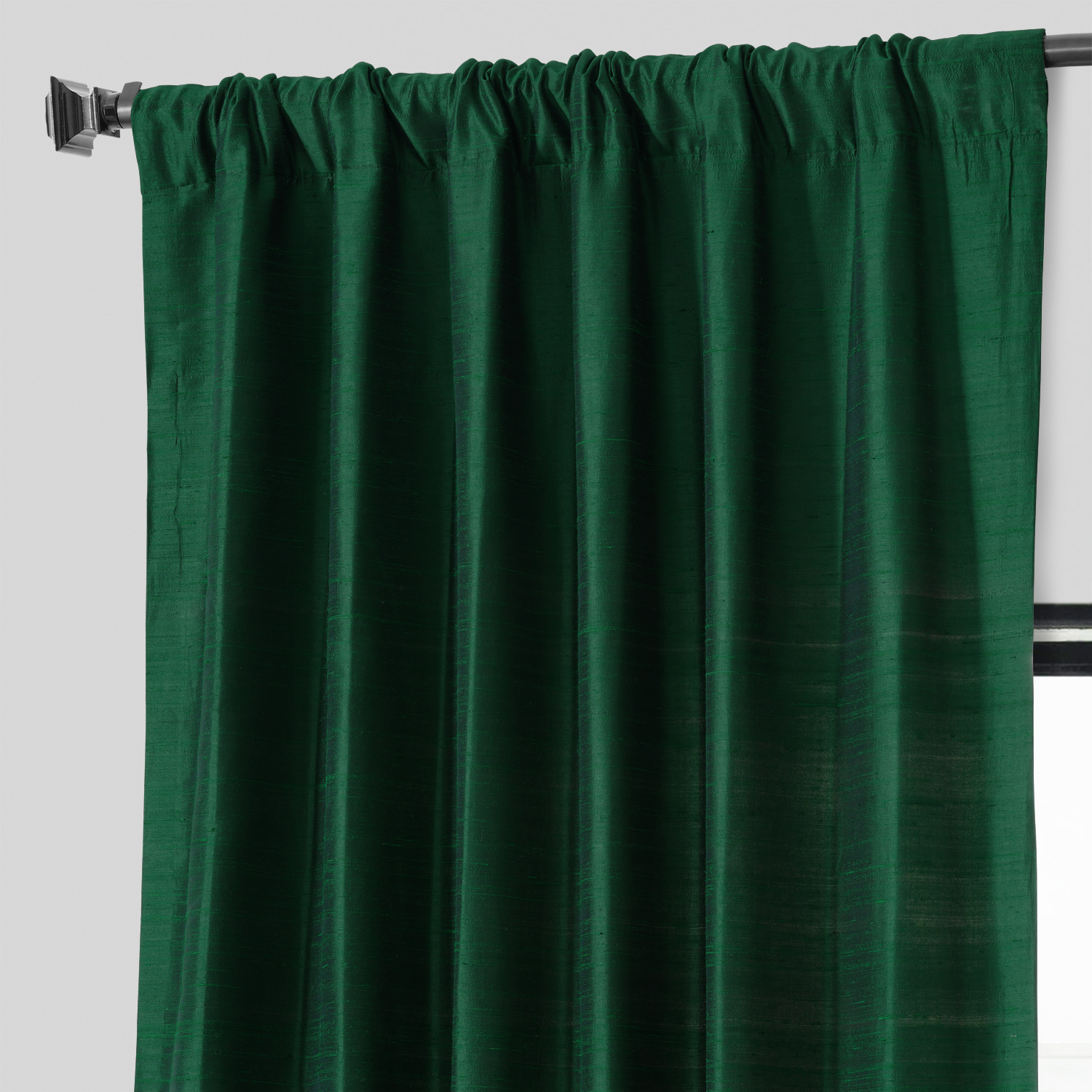 Midnight Clover Textured Dupioni Silk Curtain