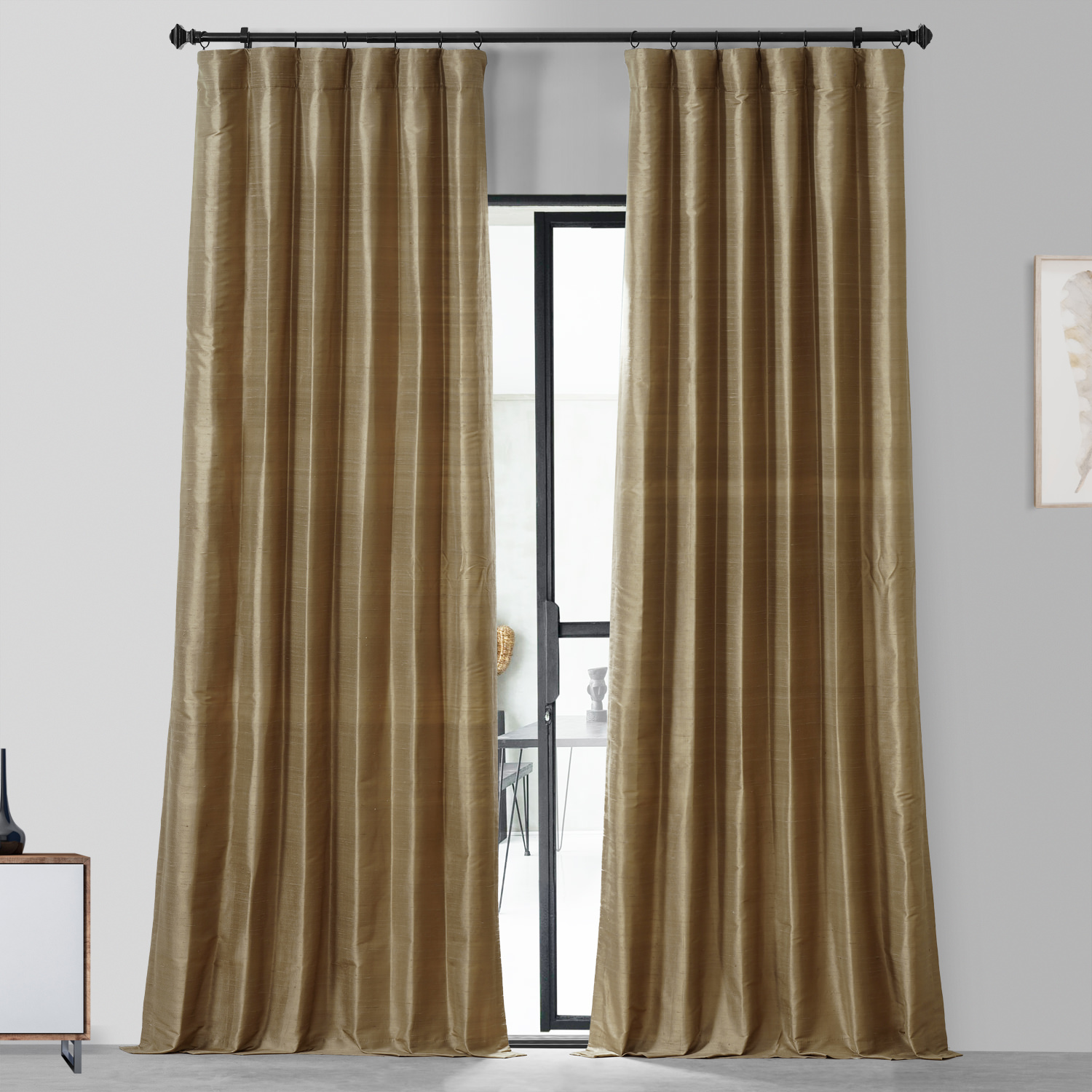 Livingstone Taupe Textured Dupioni Silk Curtain