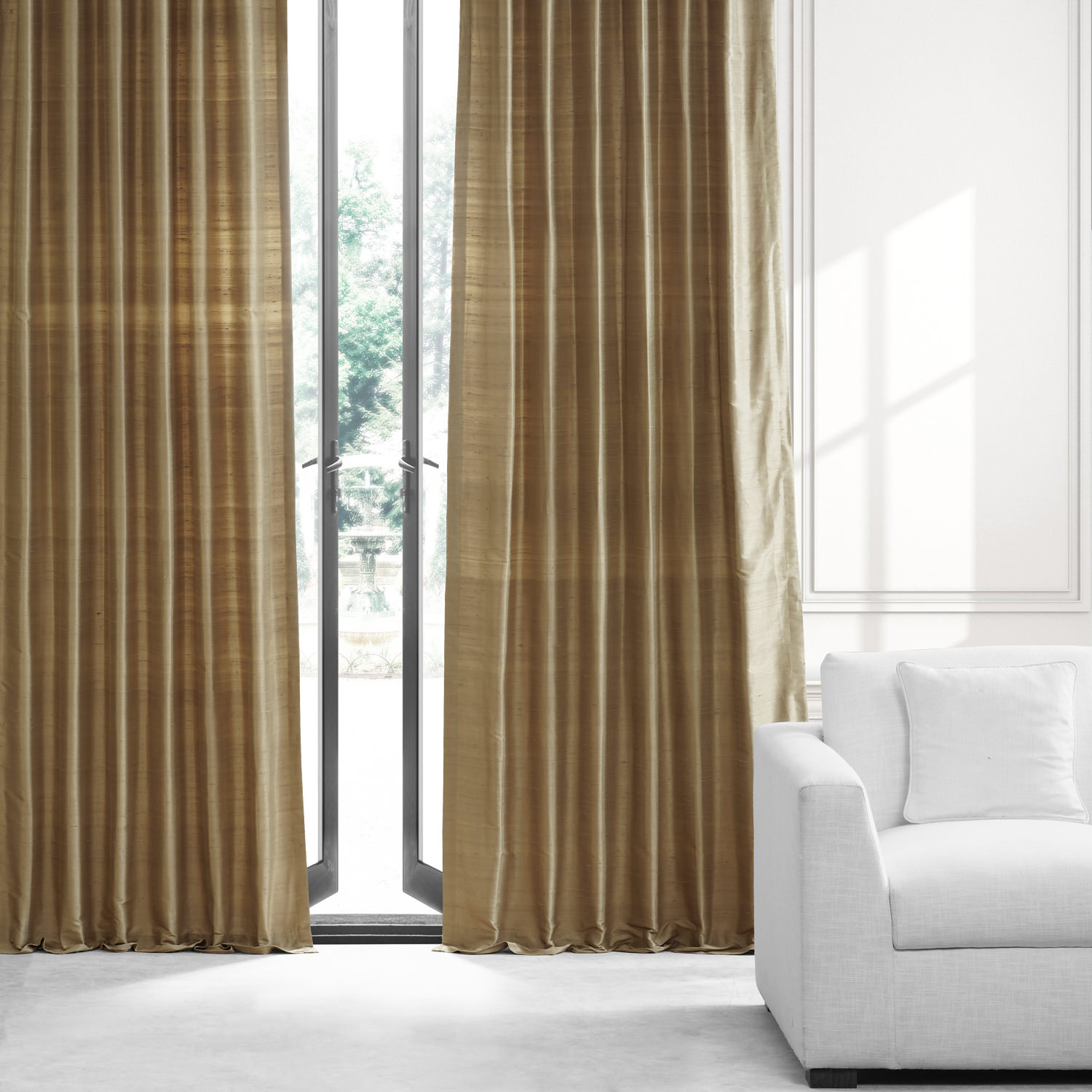 Livingstone Taupe Textured Dupioni Silk Curtain