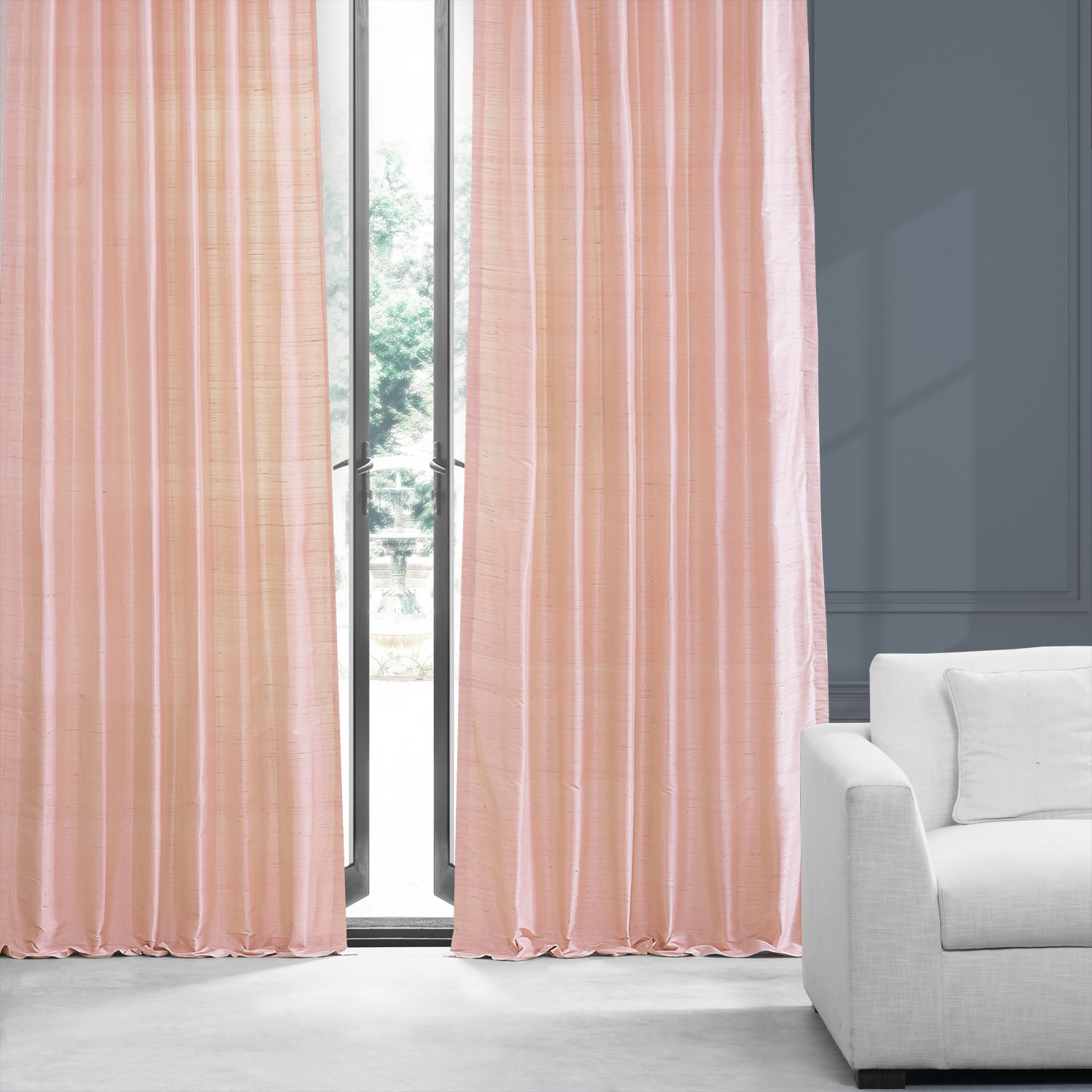 Truffle Pink Textured Dupioni Silk Curtain