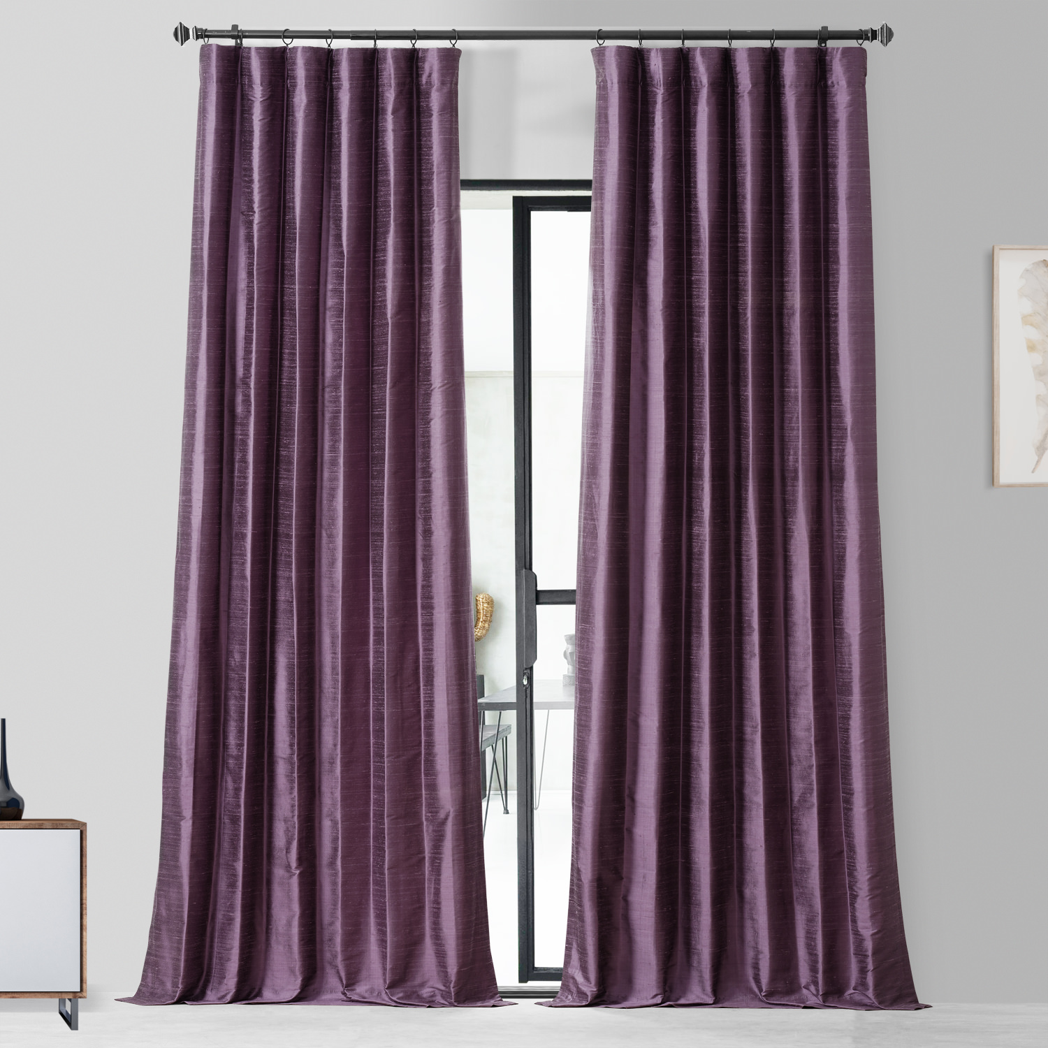 Prussian Plum Textured Dupioni Silk Curtain