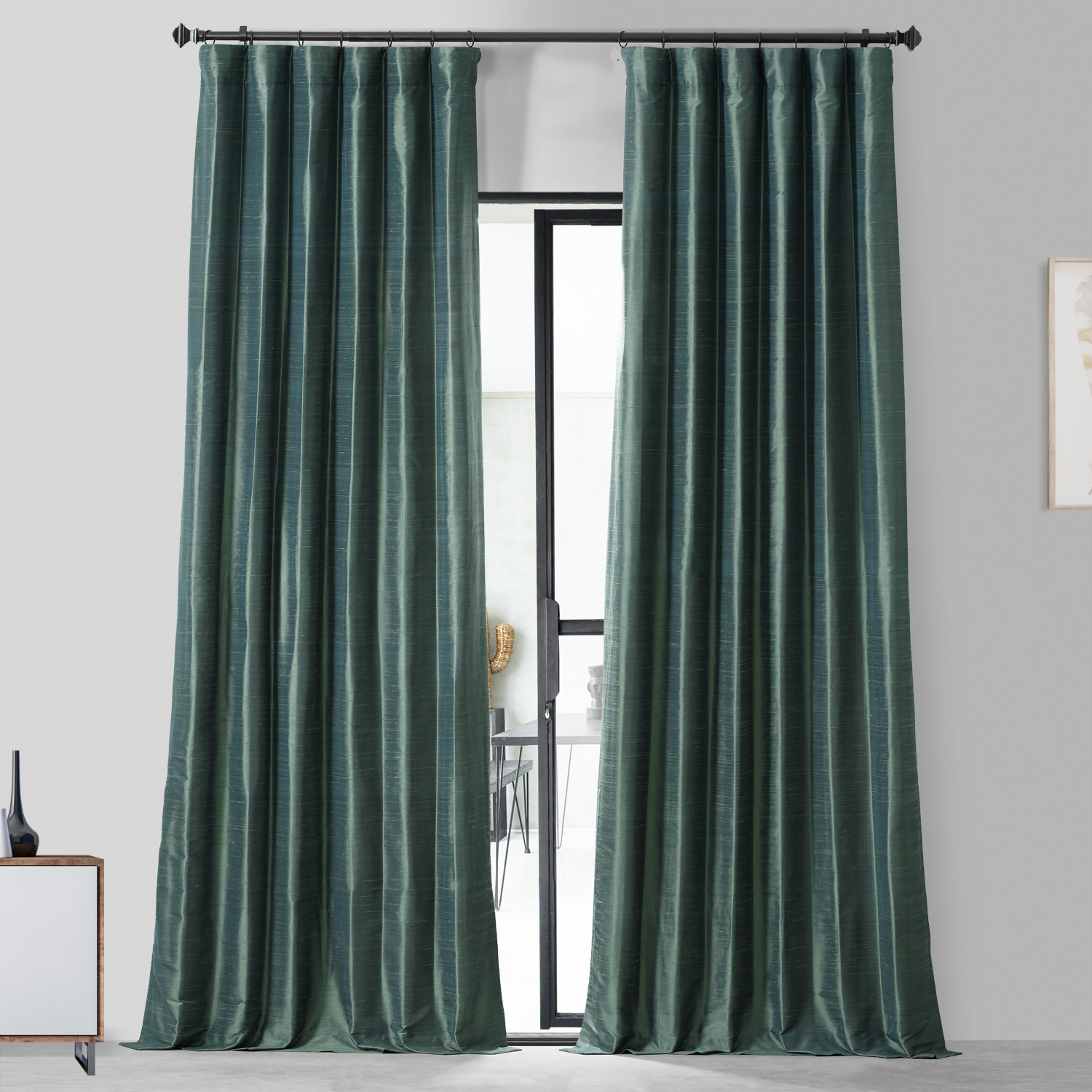 Sea Spray Textured Dupioni Silk Curtain