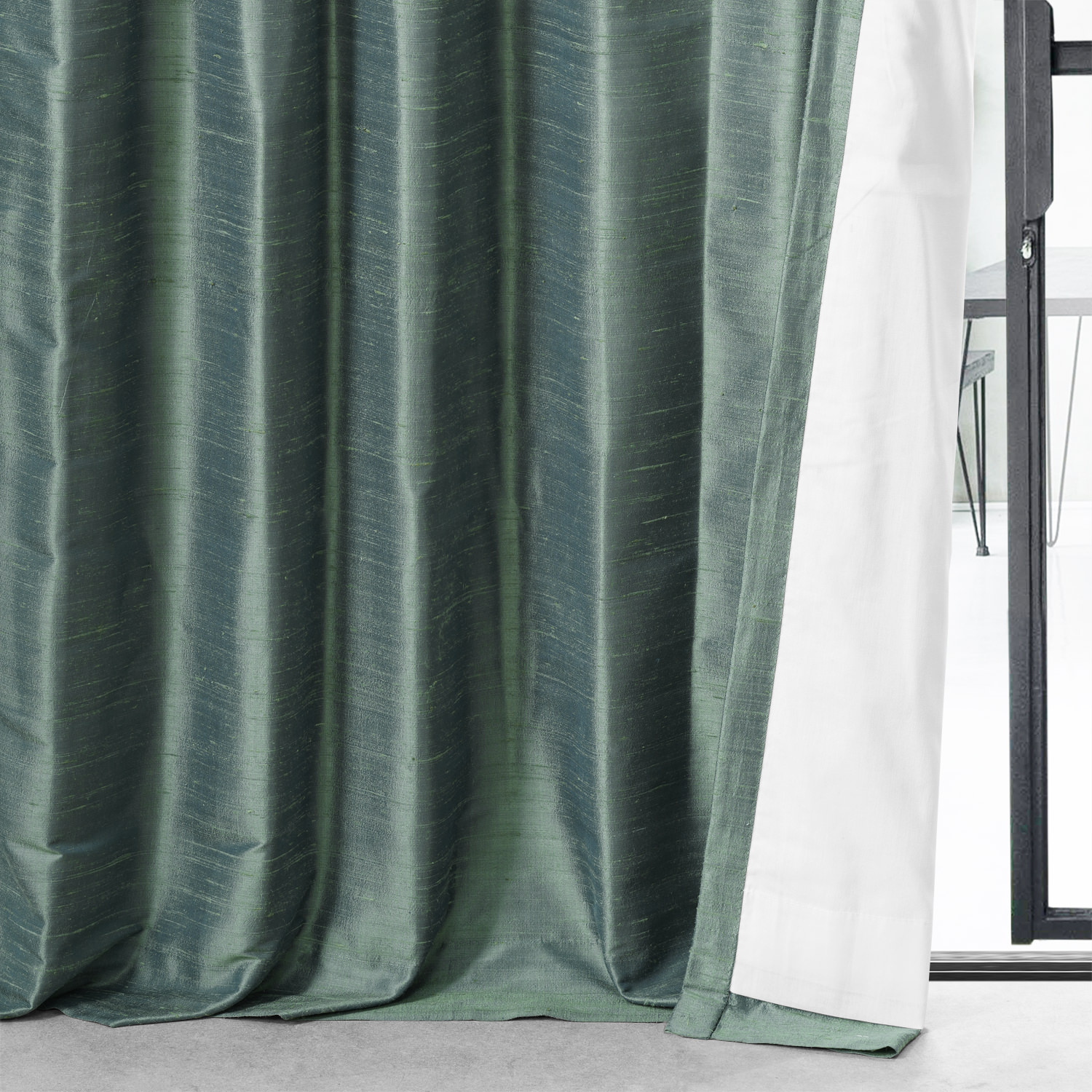 Sea Spray Textured Dupioni Silk Curtain