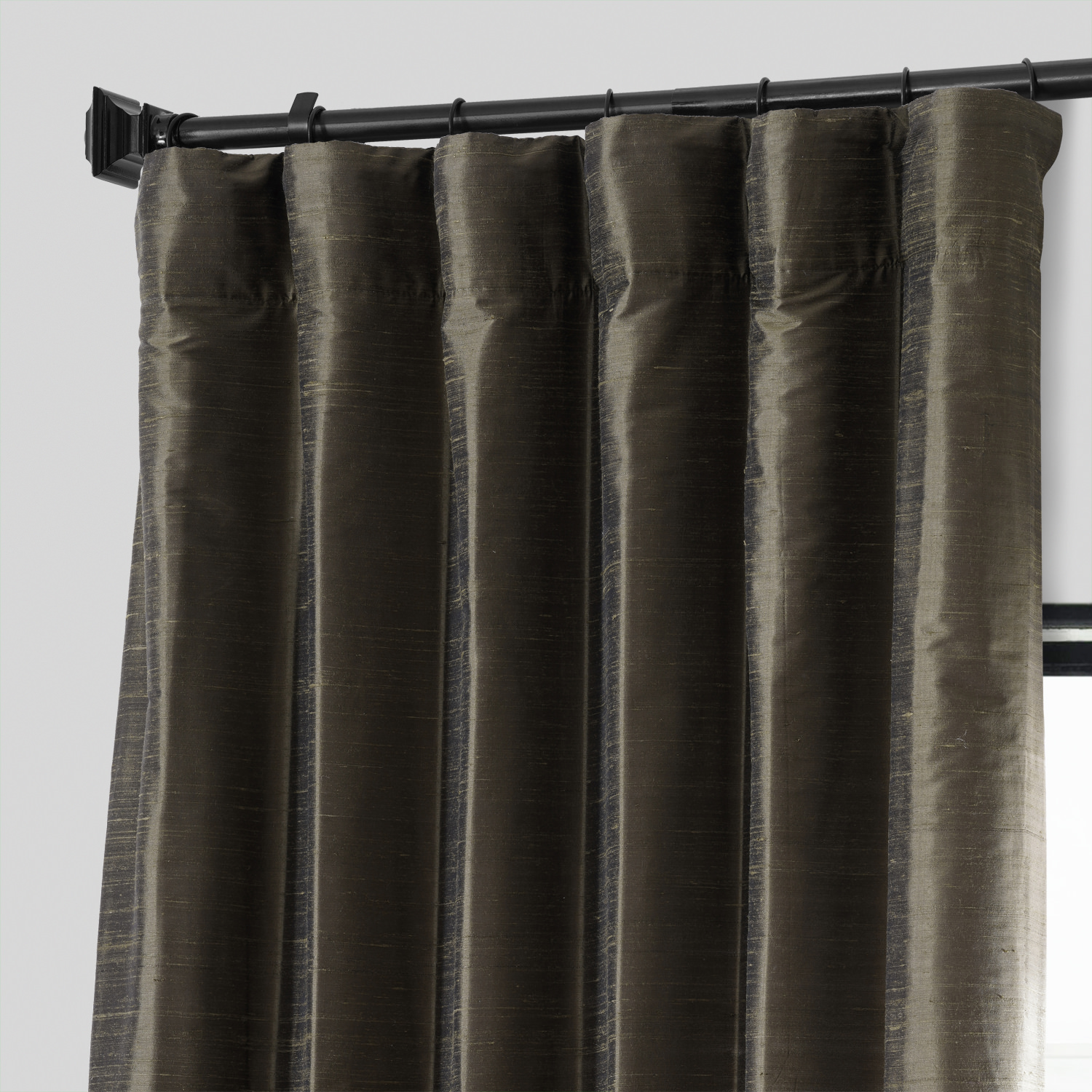 Midnight Pine Textured Dupioni Silk Curtain