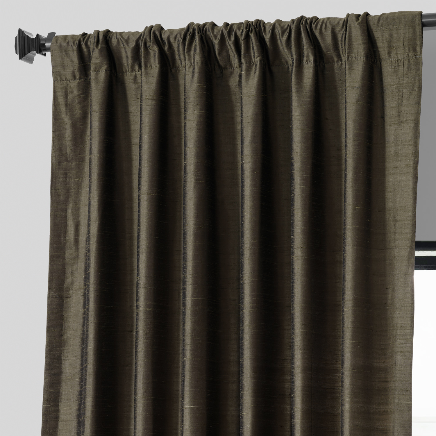 Midnight Pine Textured Dupioni Silk Curtain