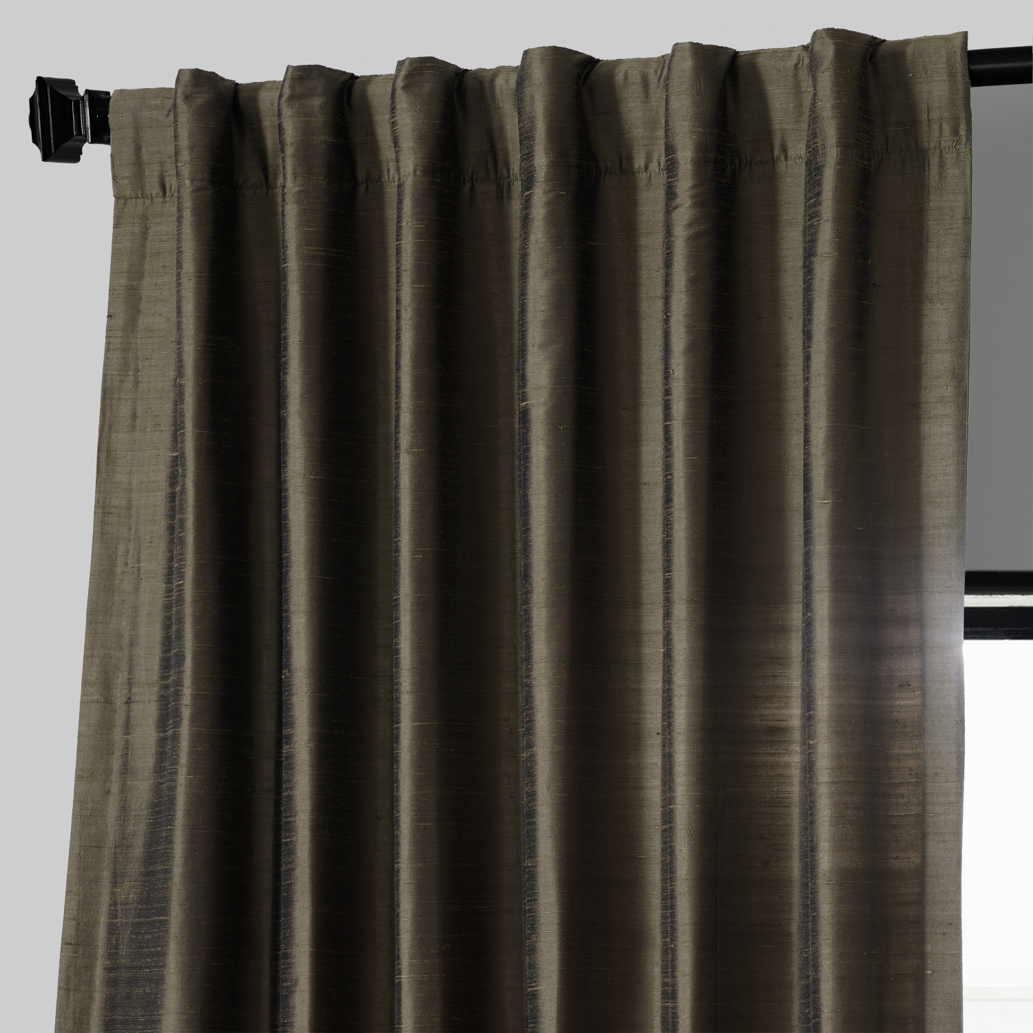 Midnight Pine Textured Dupioni Silk Curtain