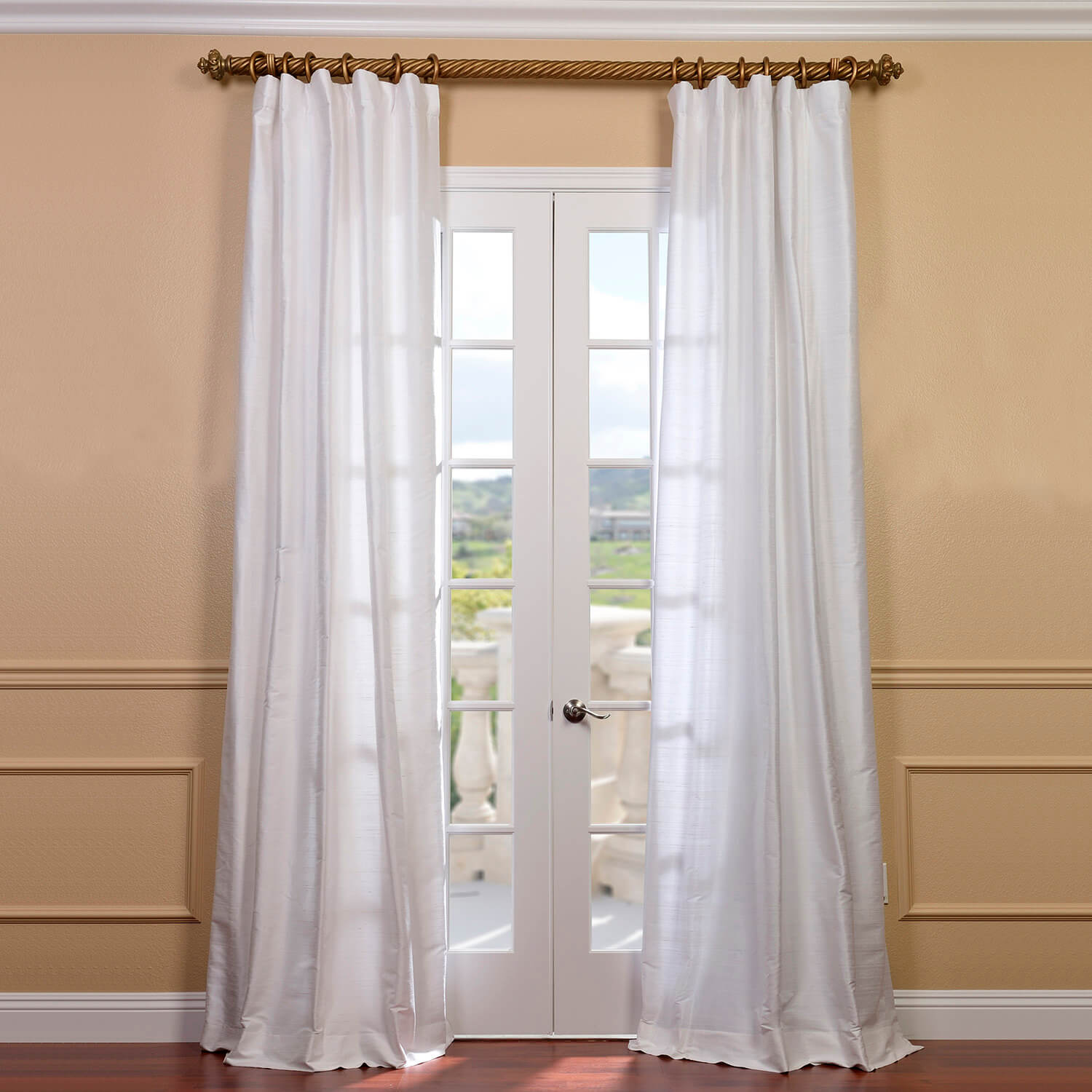 Lily White Textured Dupioni Silk Curtain