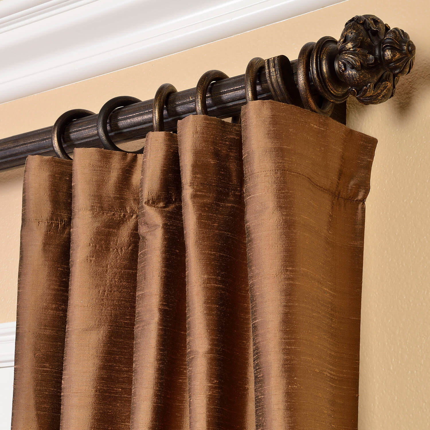 Mocha Textured Dupioni Silk Curtain