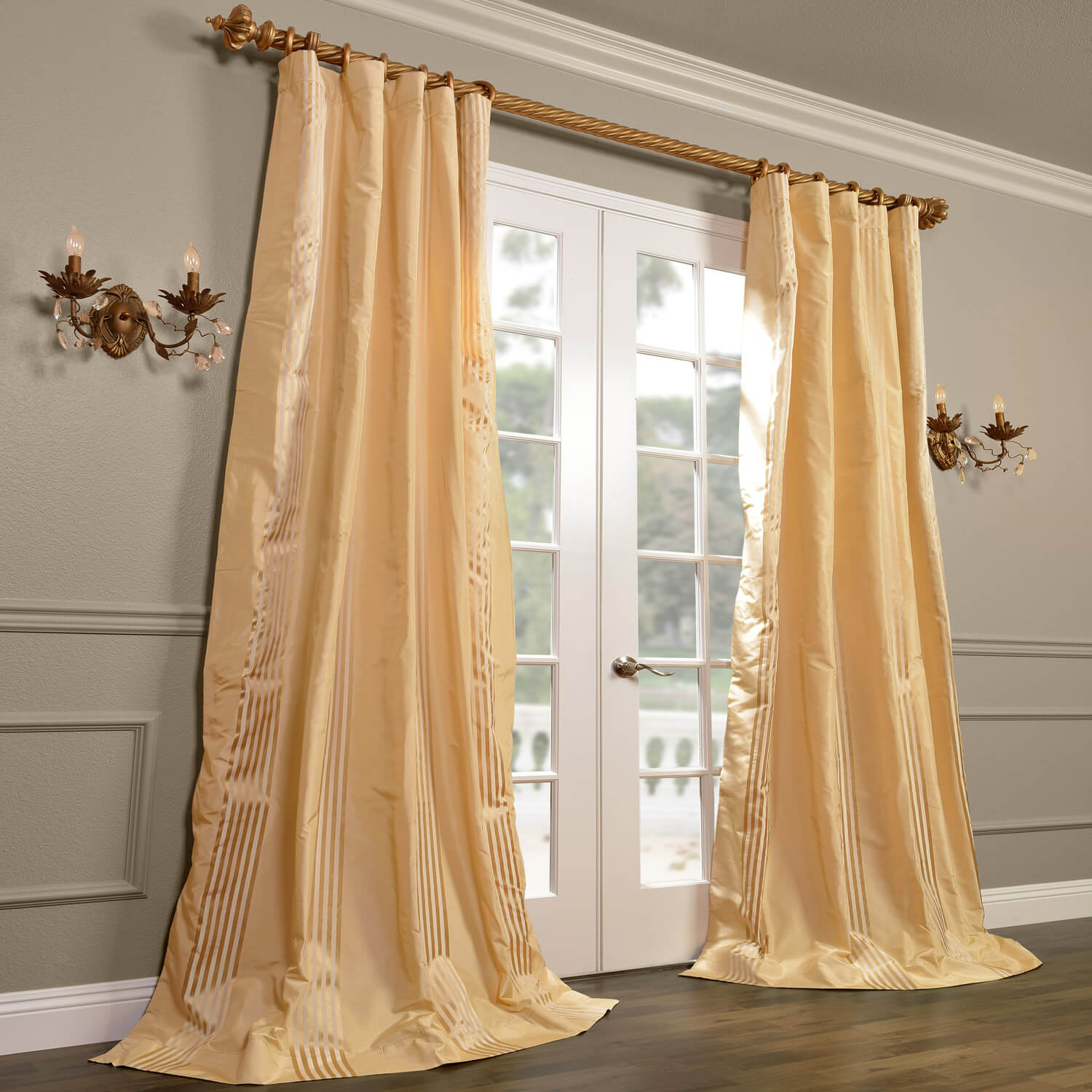 Waterford Sand Silk Stripe Curtain