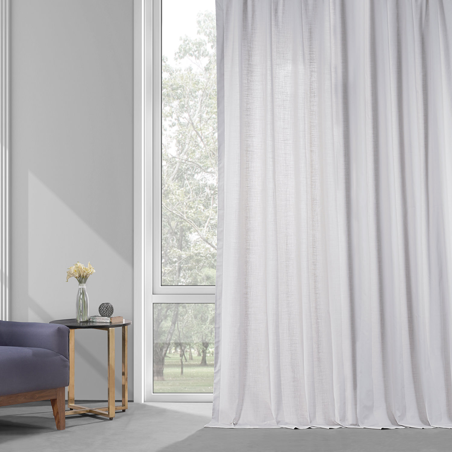 Prime White Dune Textured Solid Cotton Curtain Pair (2 Panels)