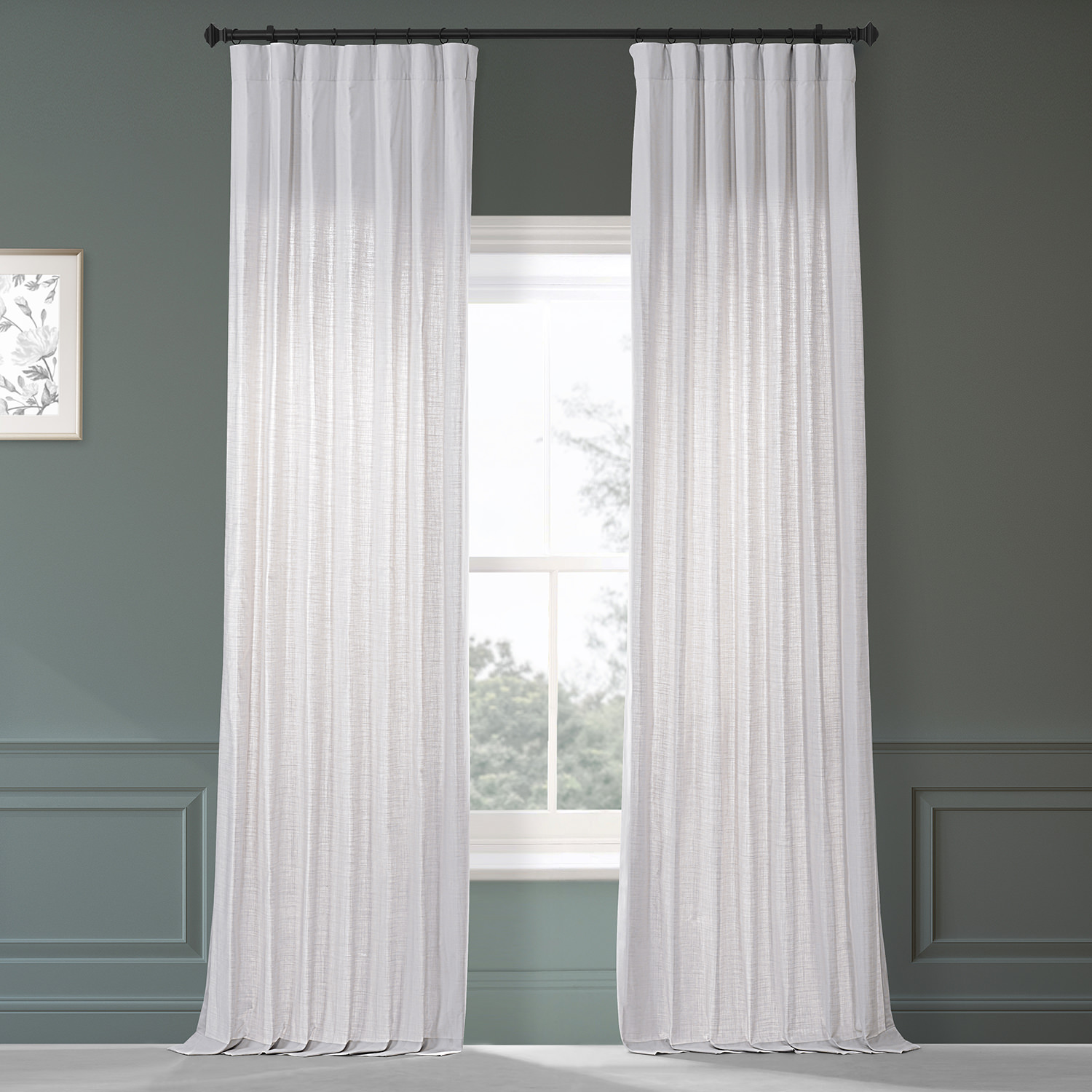 Prime White Dune Textured Solid Cotton Curtain Pair (2 Panels)