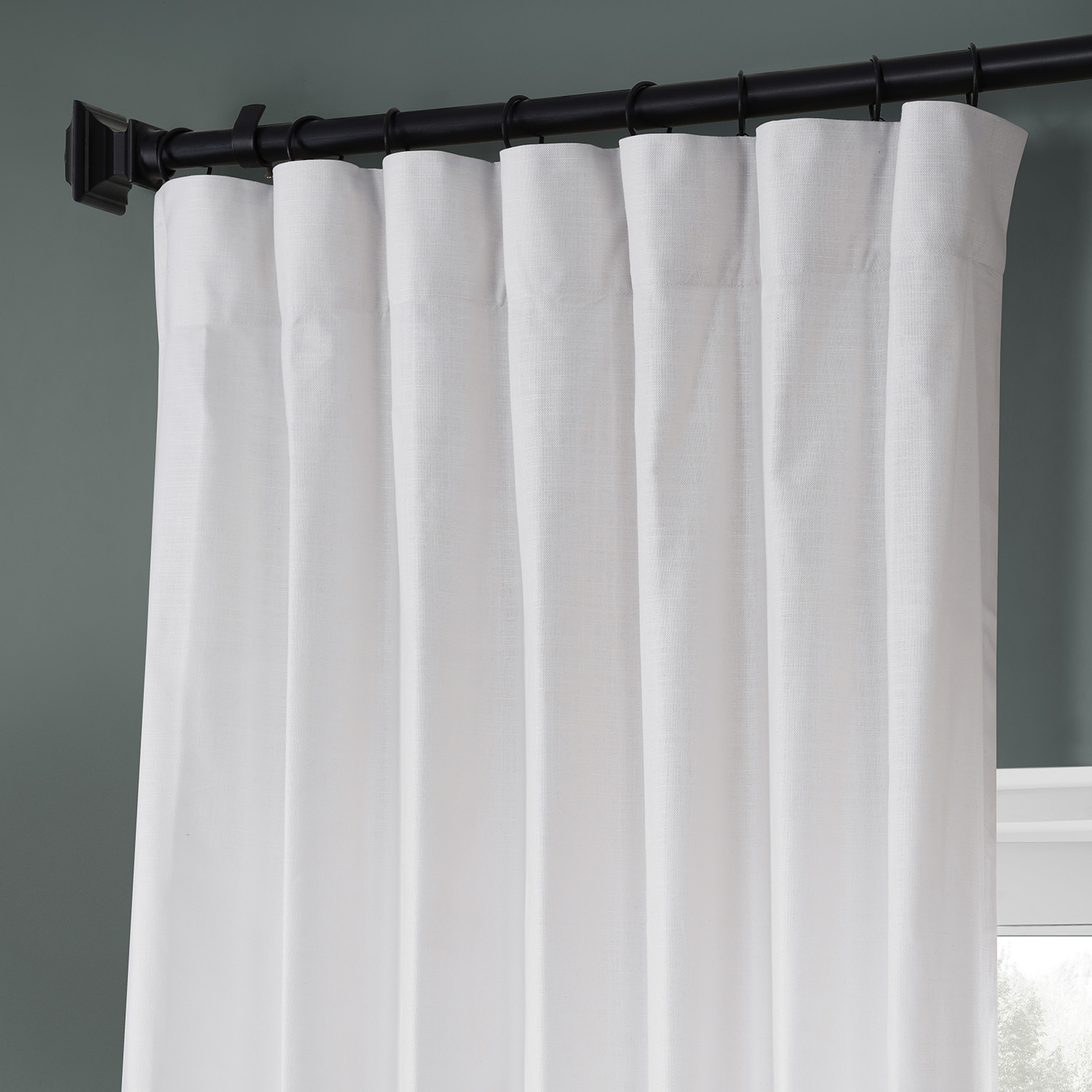 Prime White Dune Textured Solid Cotton Curtain Pair (2 Panels)