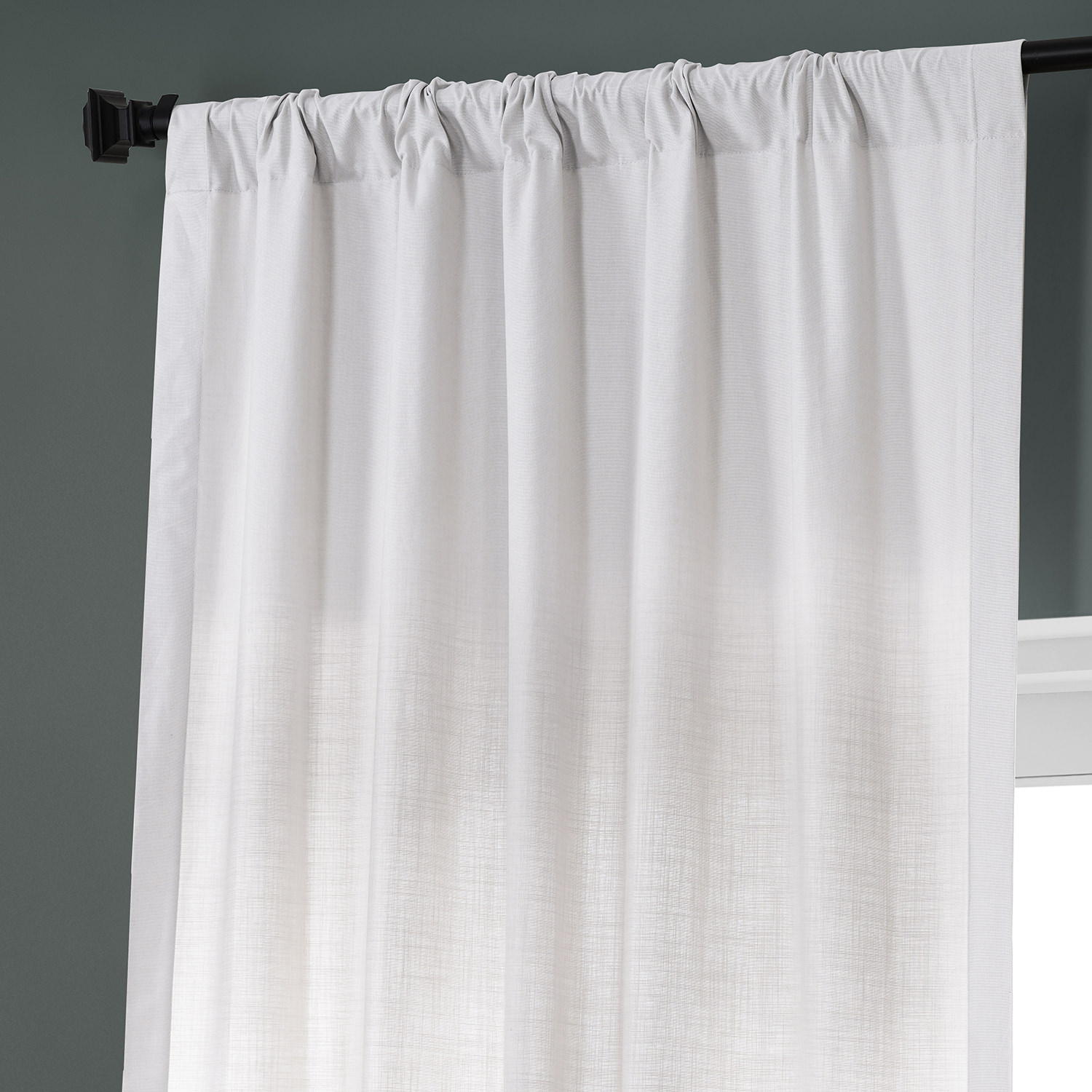 Prime White Dune Textured Solid Cotton Curtain Pair (2 Panels)