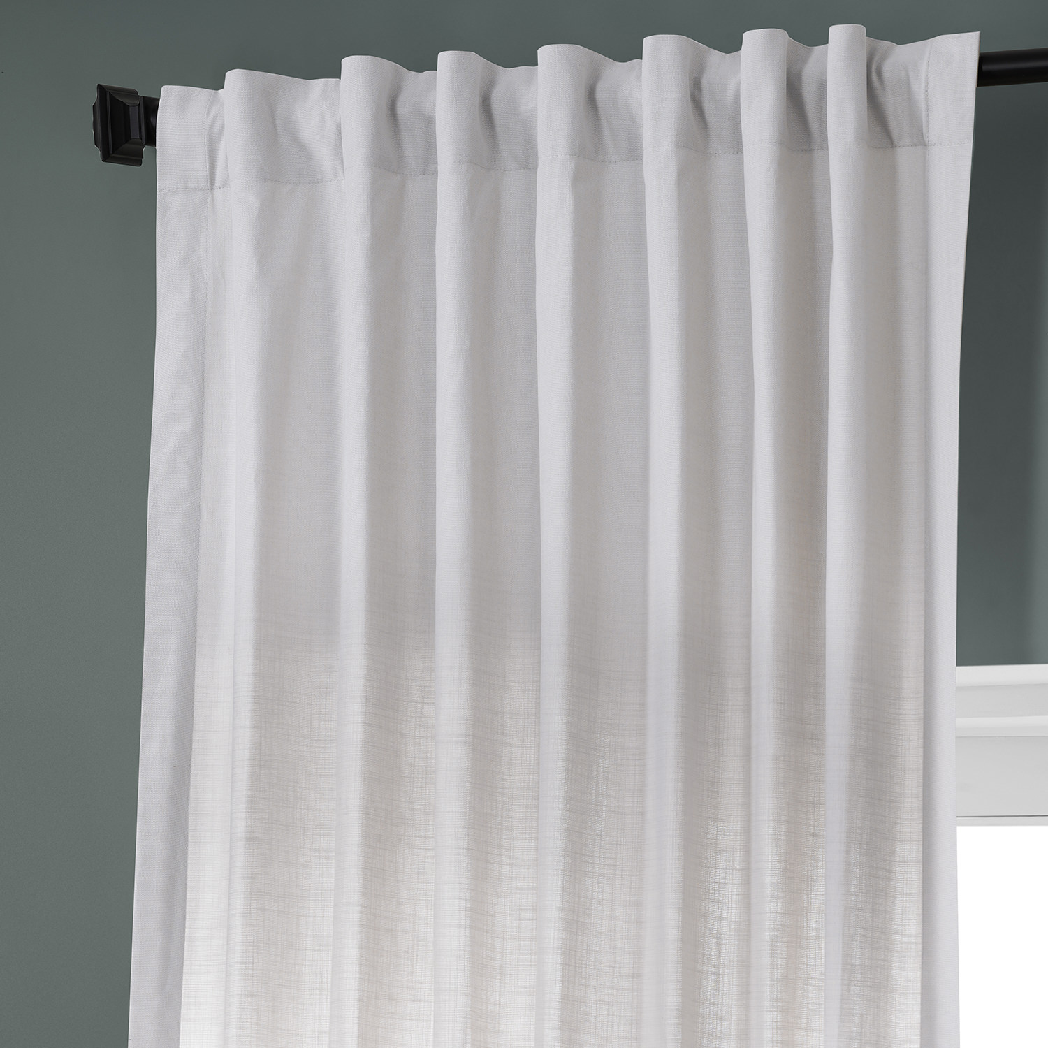 Prime White Dune Textured Solid Cotton Curtain Pair (2 Panels)