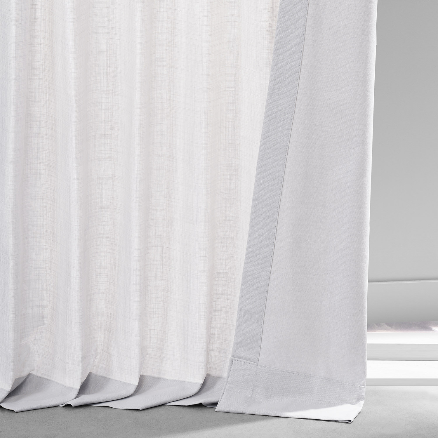 Prime White Dune Textured Solid Cotton Curtain Pair (2 Panels)