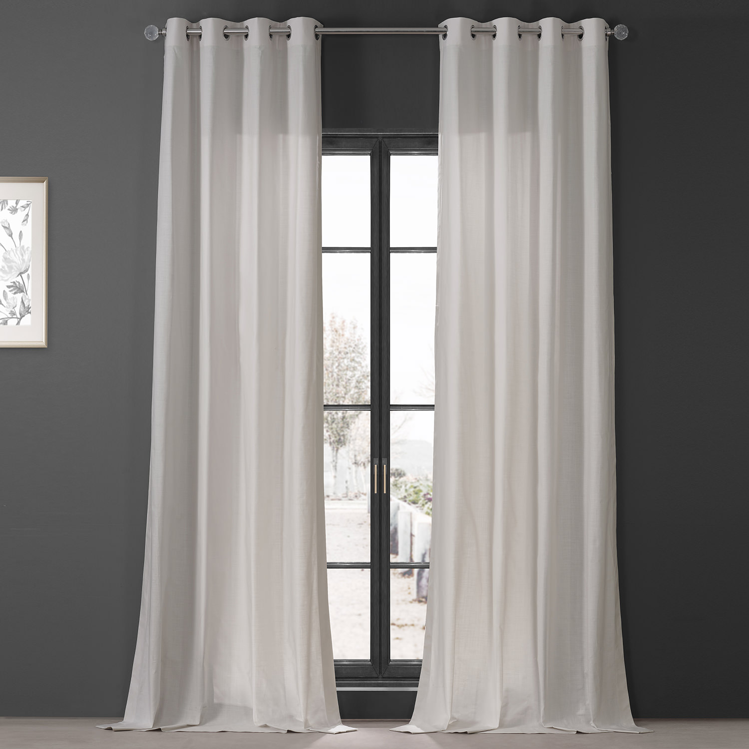 Supreme Cream Dune Textured Solid Cotton Grommet Curtain Pair (2 Panels)