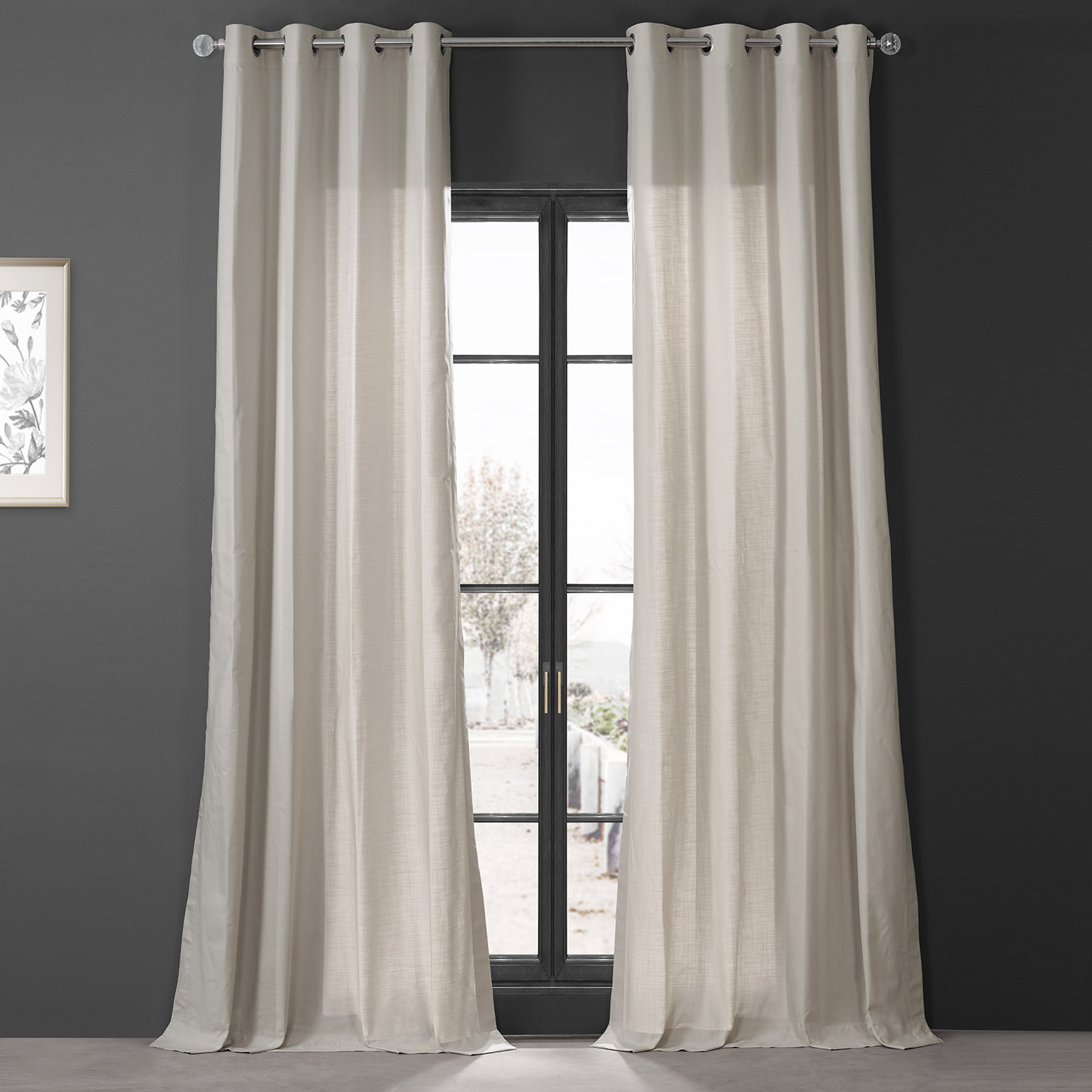 Fable Beige Dune Textured Solid Cotton Grommet Curtain Pair (2 Panels)