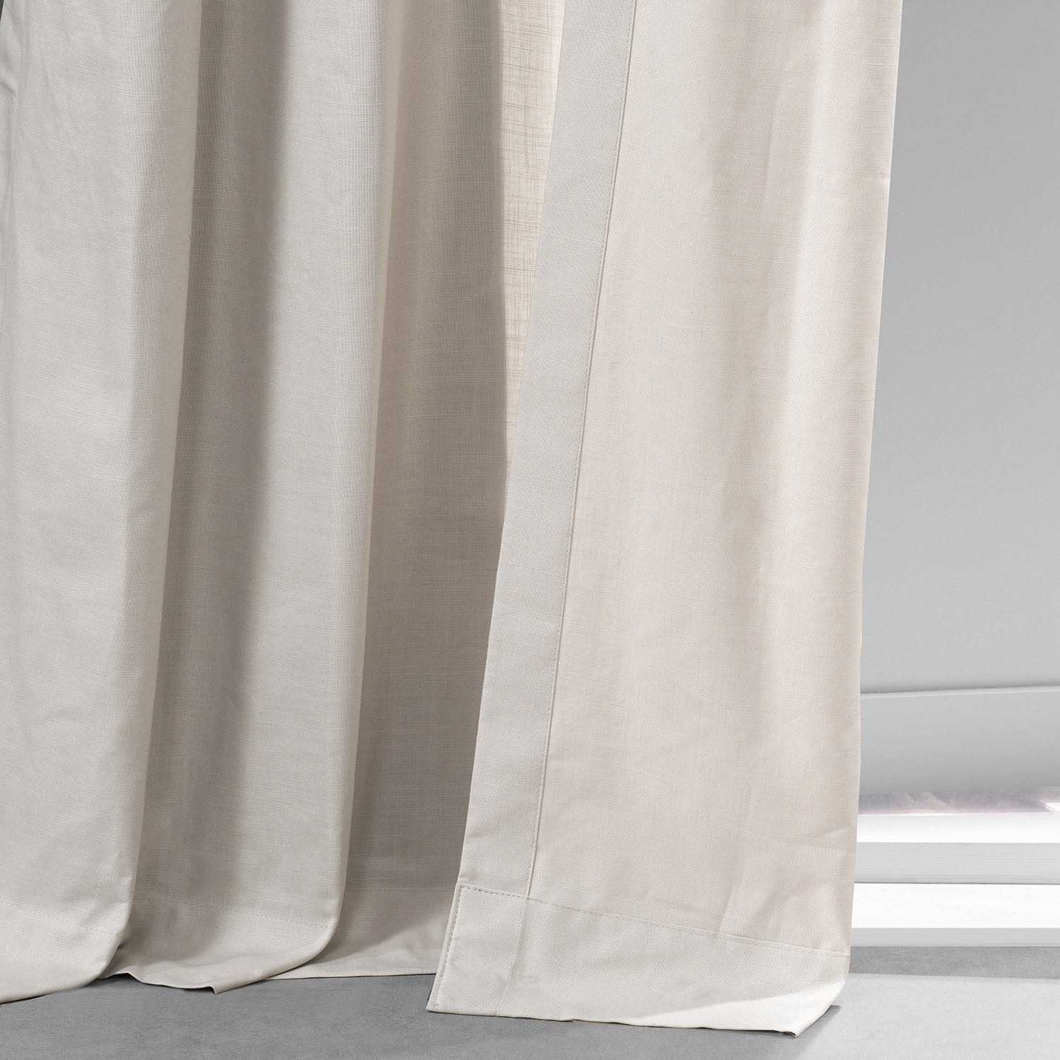 Fable Beige Dune Textured Solid Cotton Grommet Curtain Pair (2 Panels)