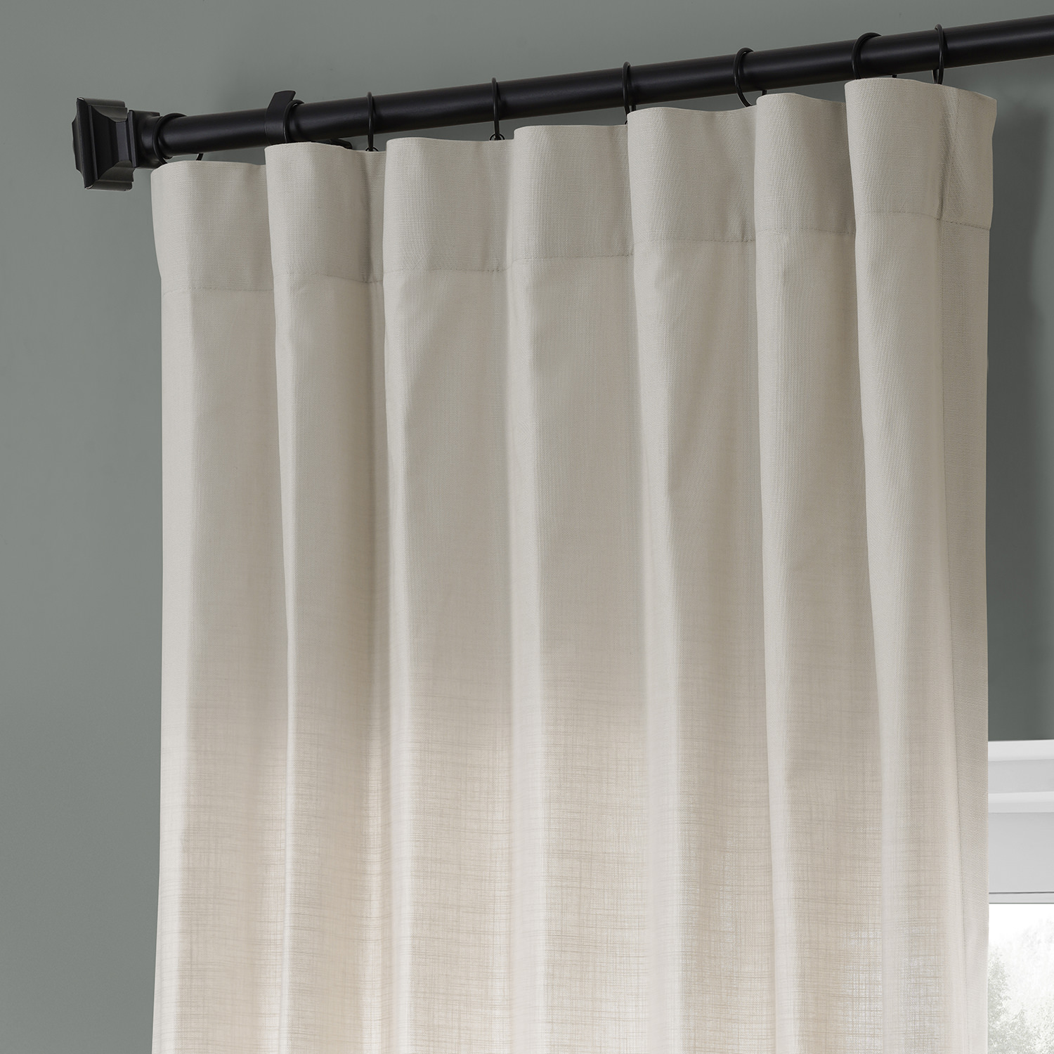 Fable Beige Dune Textured Solid Cotton Curtain Pair (2 Panels)