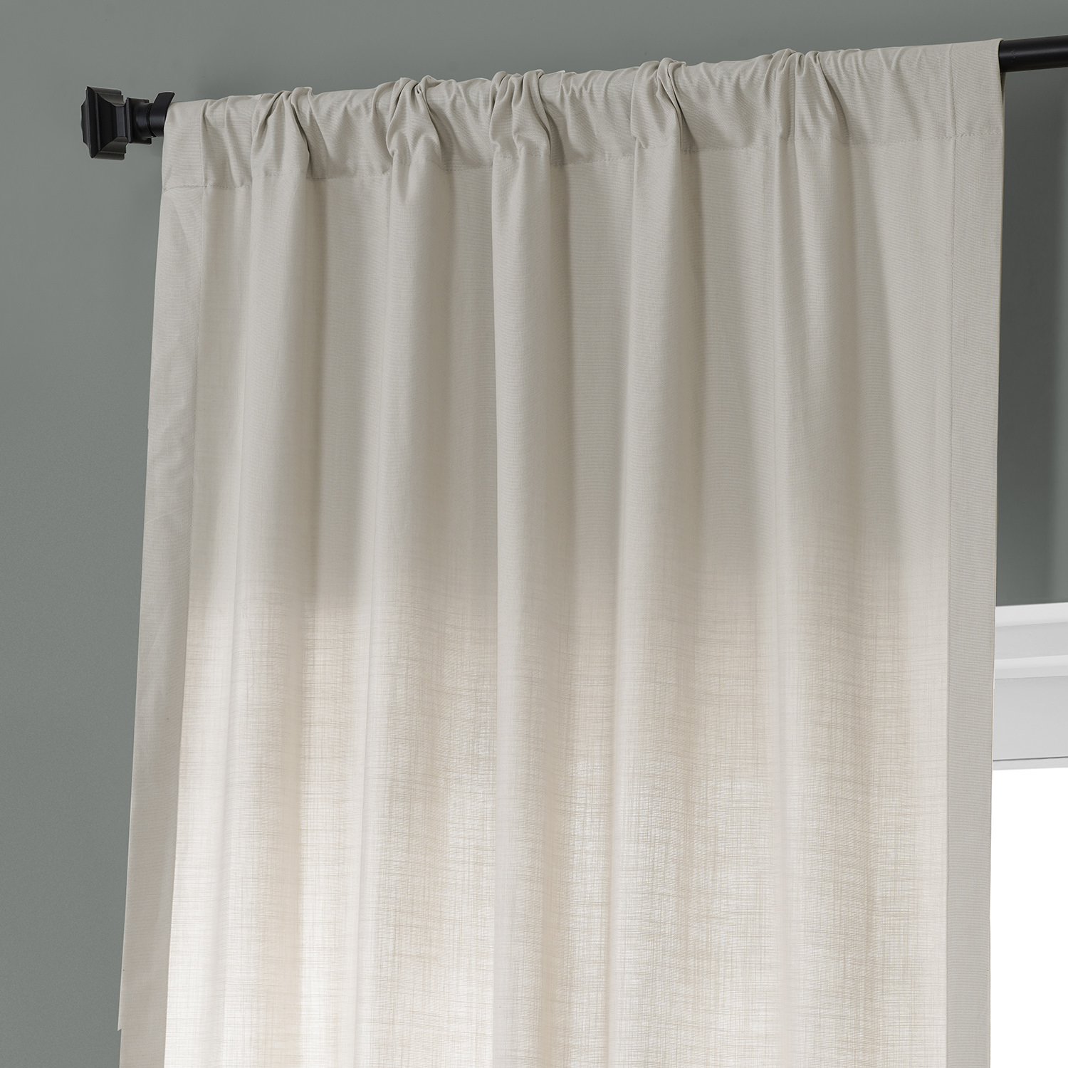 Fable Beige Dune Textured Solid Cotton Curtain Pair (2 Panels)