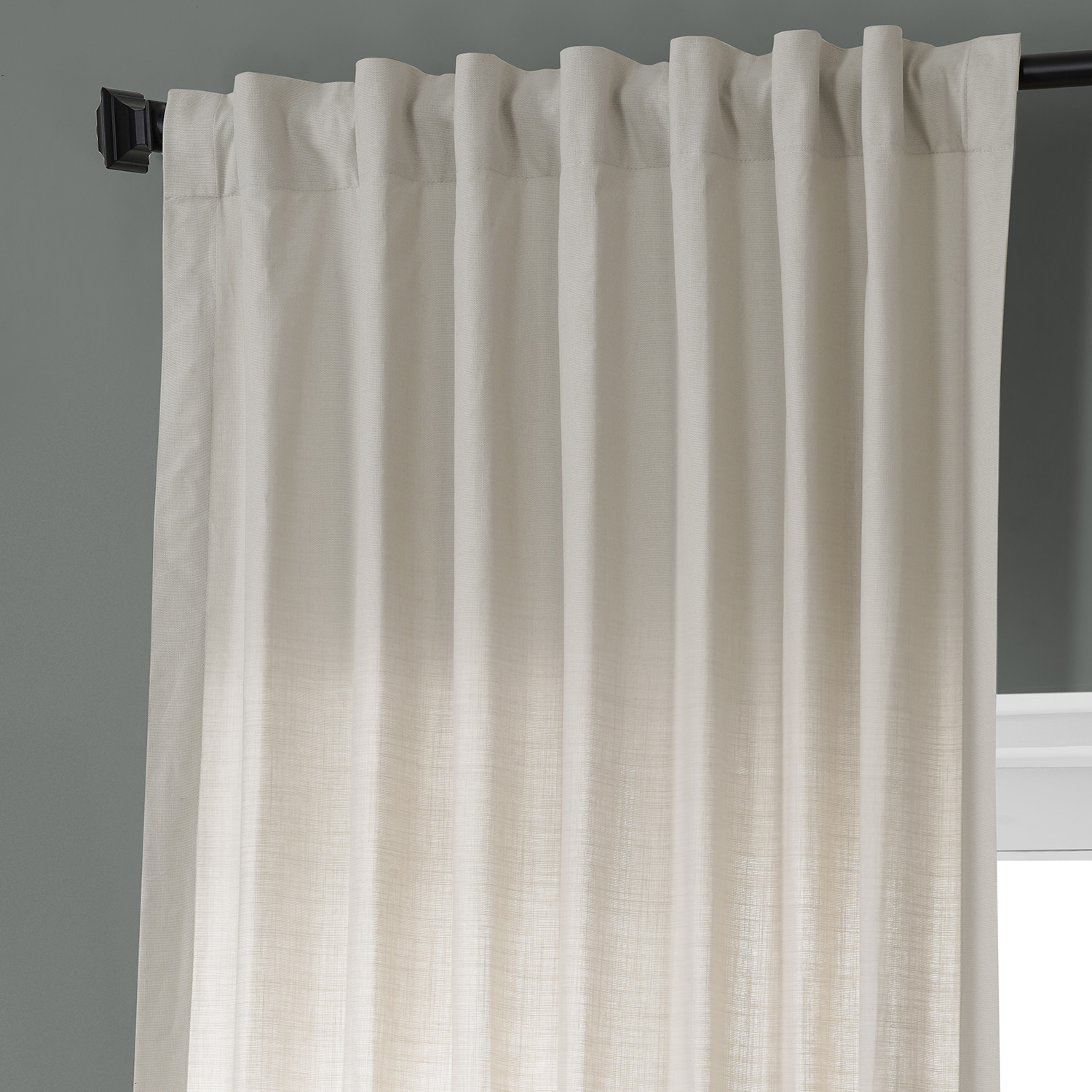 Fable Beige Dune Textured Solid Cotton Curtain Pair (2 Panels)