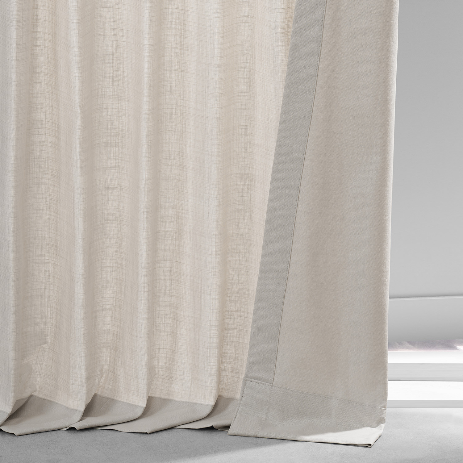 Fable Beige Dune Textured Solid Cotton Curtain Pair (2 Panels)