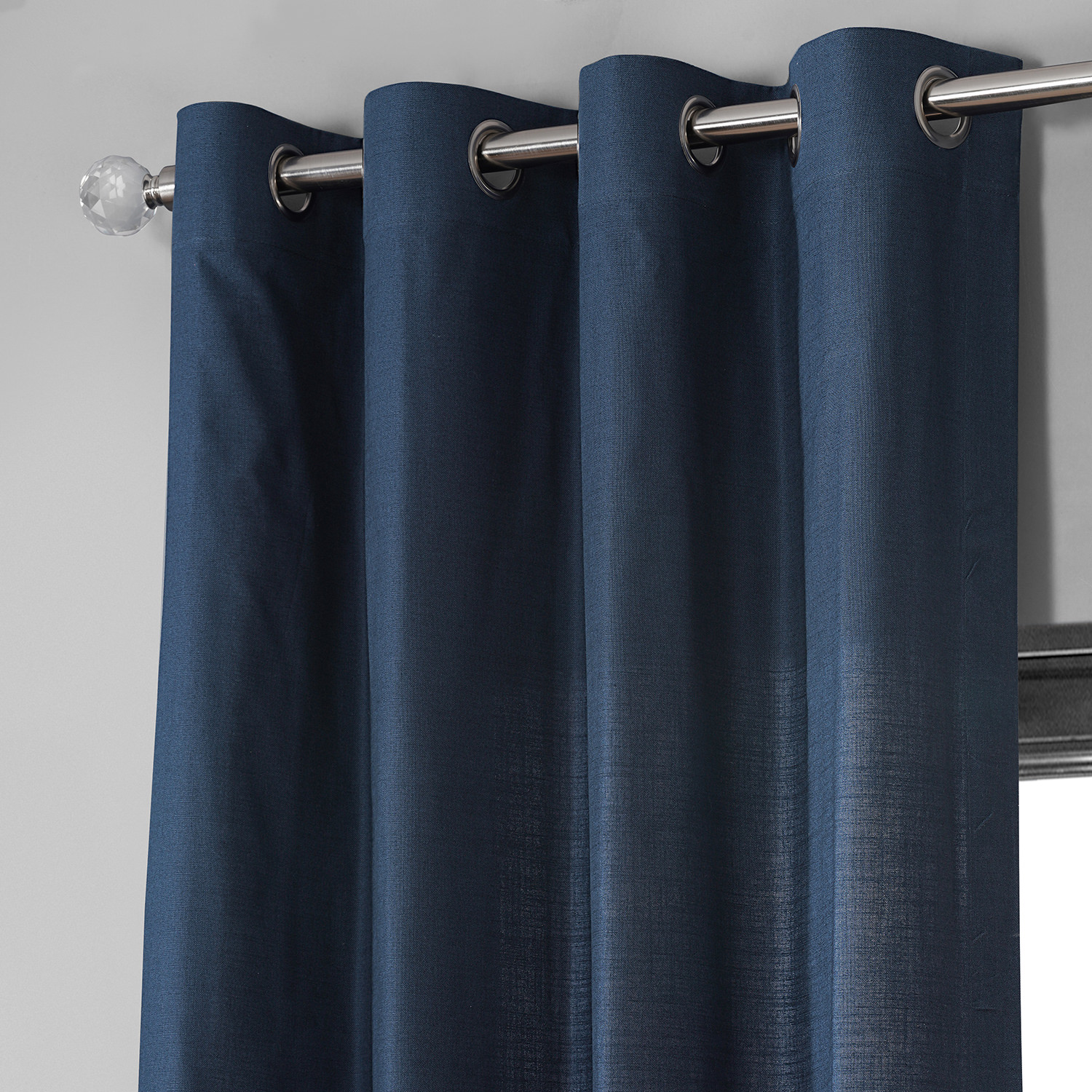 Noble Navy Dune Textured Solid Cotton Grommet Curtain Pair (2 Panels)