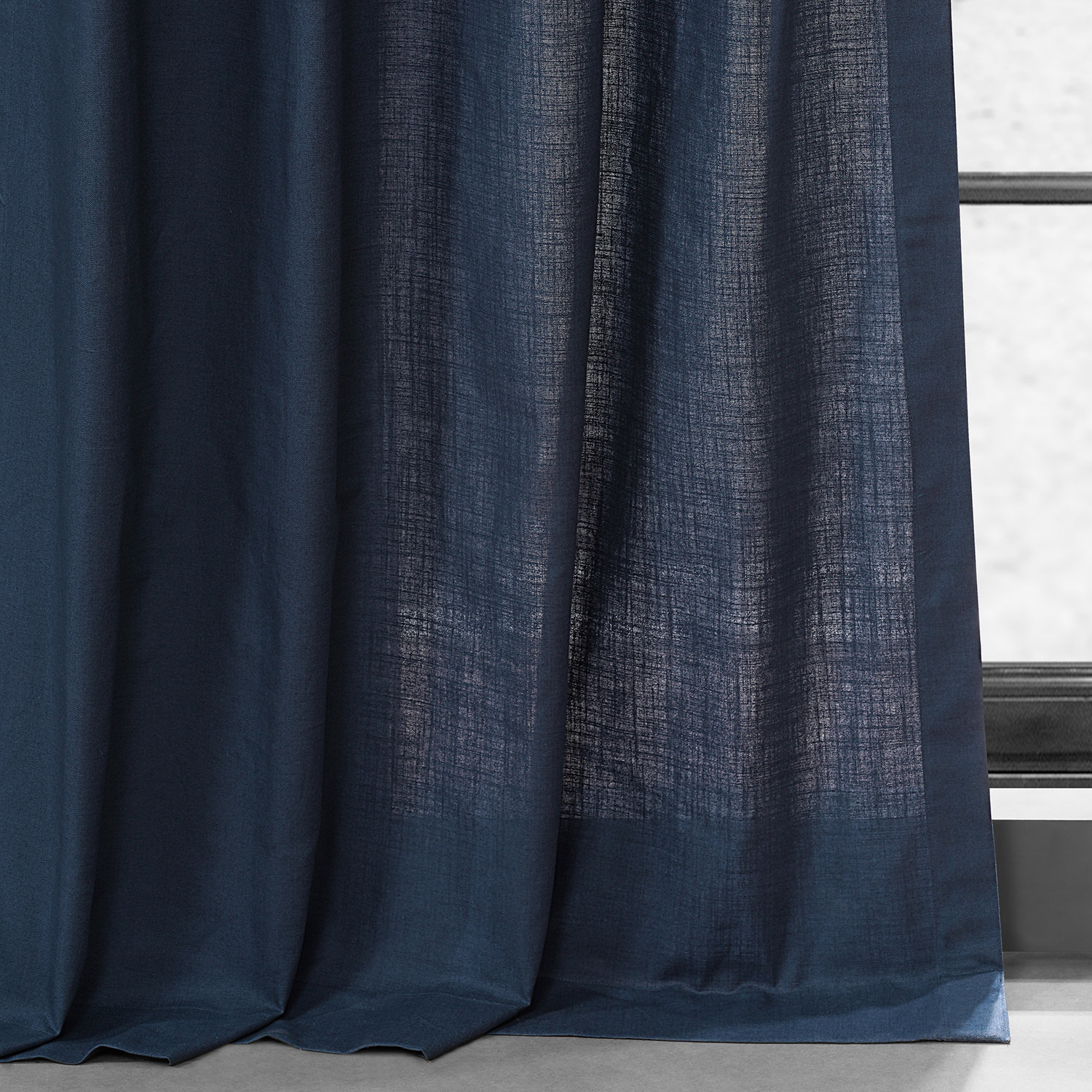 Noble Navy Dune Textured Solid Cotton Grommet Curtain Pair (2 Panels)