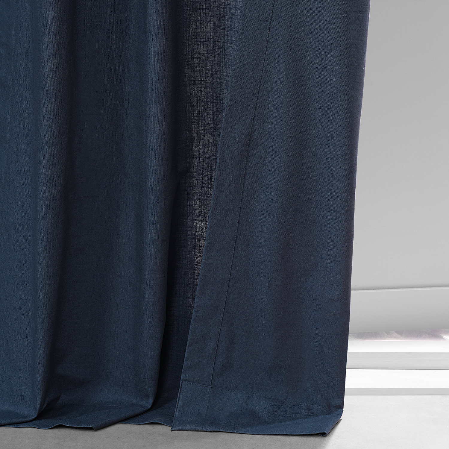 Noble Navy Dune Textured Solid Cotton Grommet Curtain Pair (2 Panels)