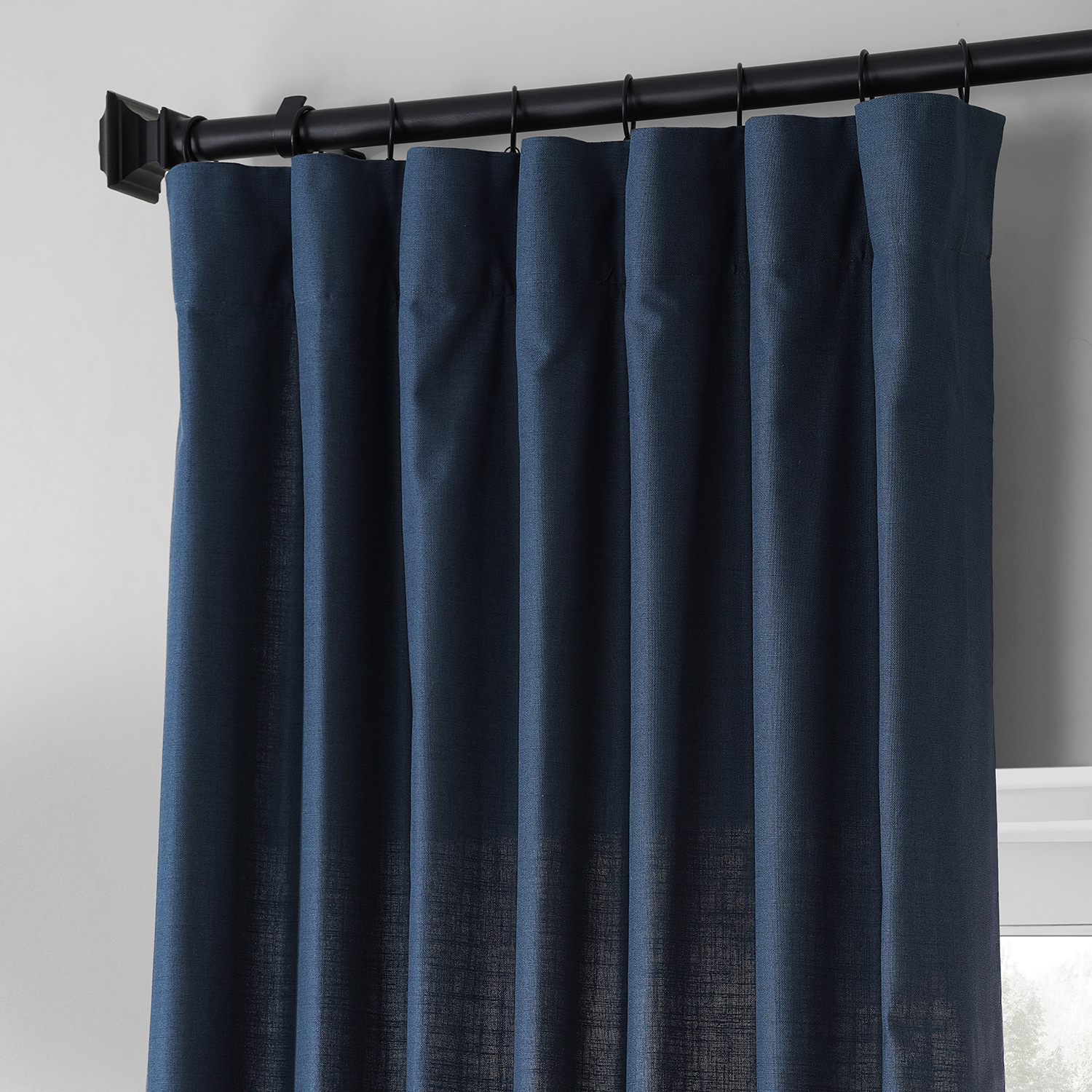 Noble Navy Dune Textured Solid Cotton Curtain Pair (2 Panels)