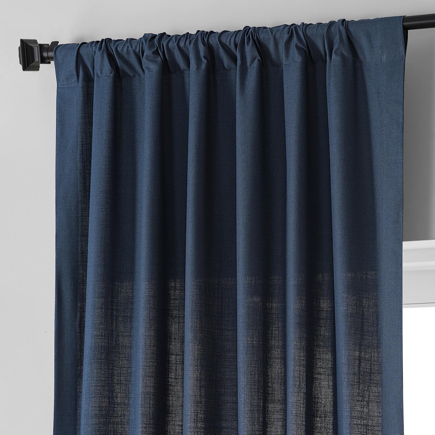 Noble Navy Dune Textured Solid Cotton Curtain Pair (2 Panels)