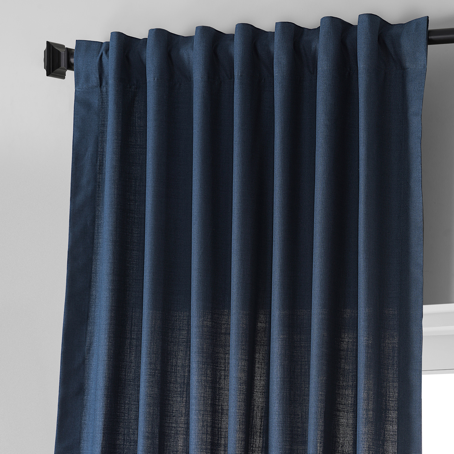 Noble Navy Dune Textured Solid Cotton Curtain Pair (2 Panels)