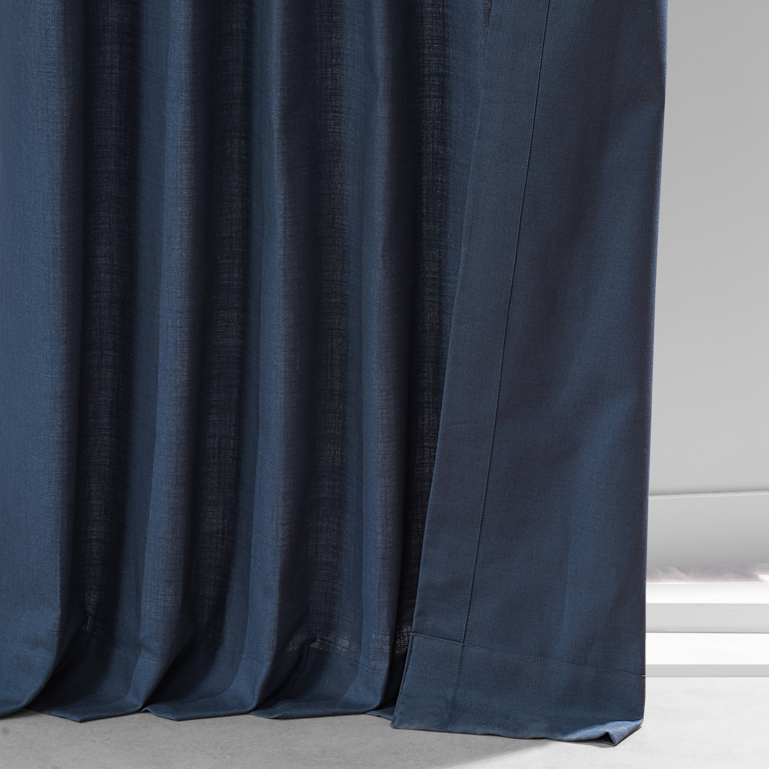 Noble Navy Dune Textured Solid Cotton Curtain Pair (2 Panels)