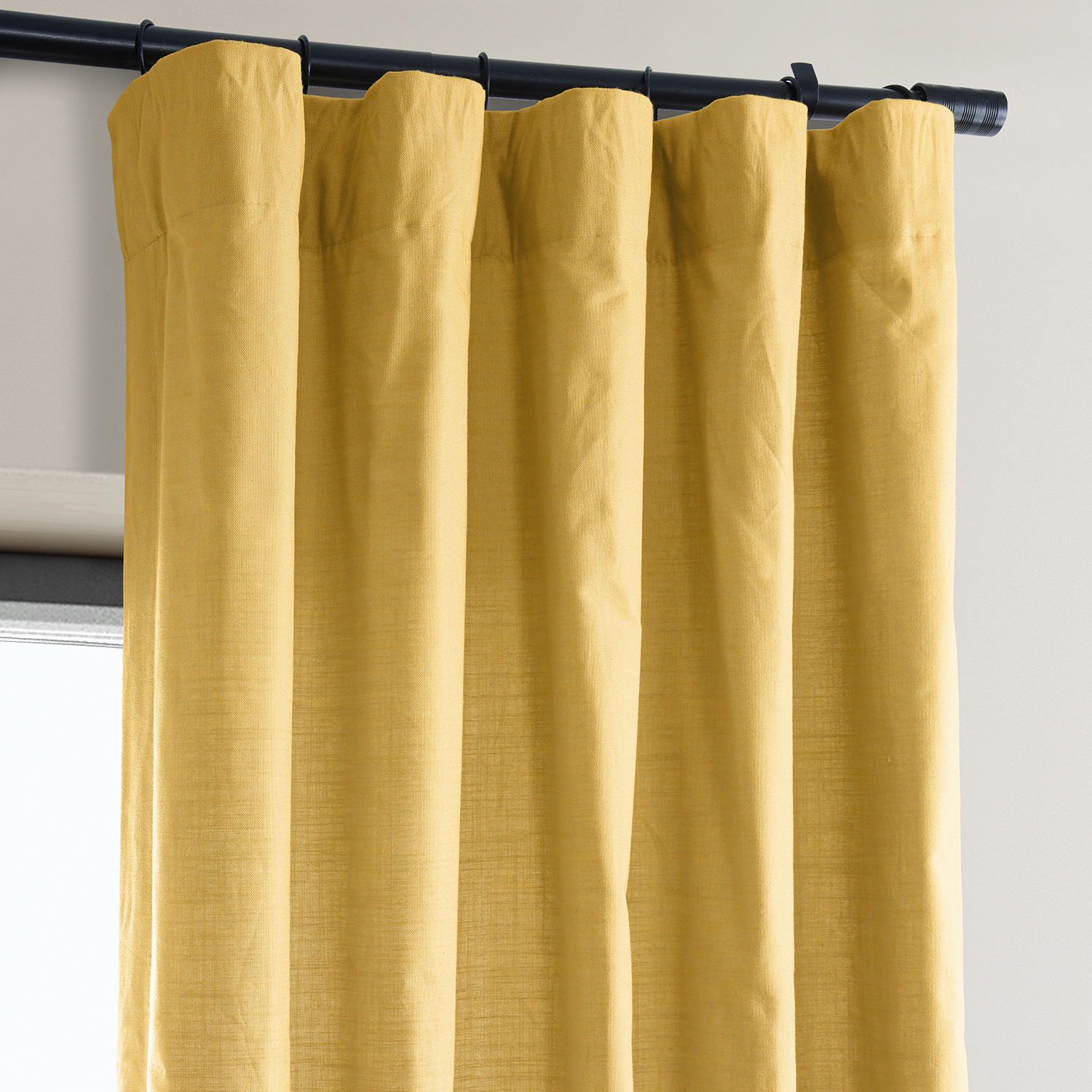 Ochre Dune Textured Solid Cotton Curtain Pair (2 Panels)