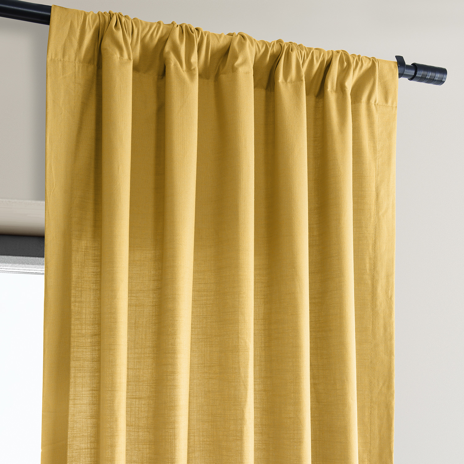 Ochre Dune Textured Solid Cotton Curtain Pair (2 Panels)